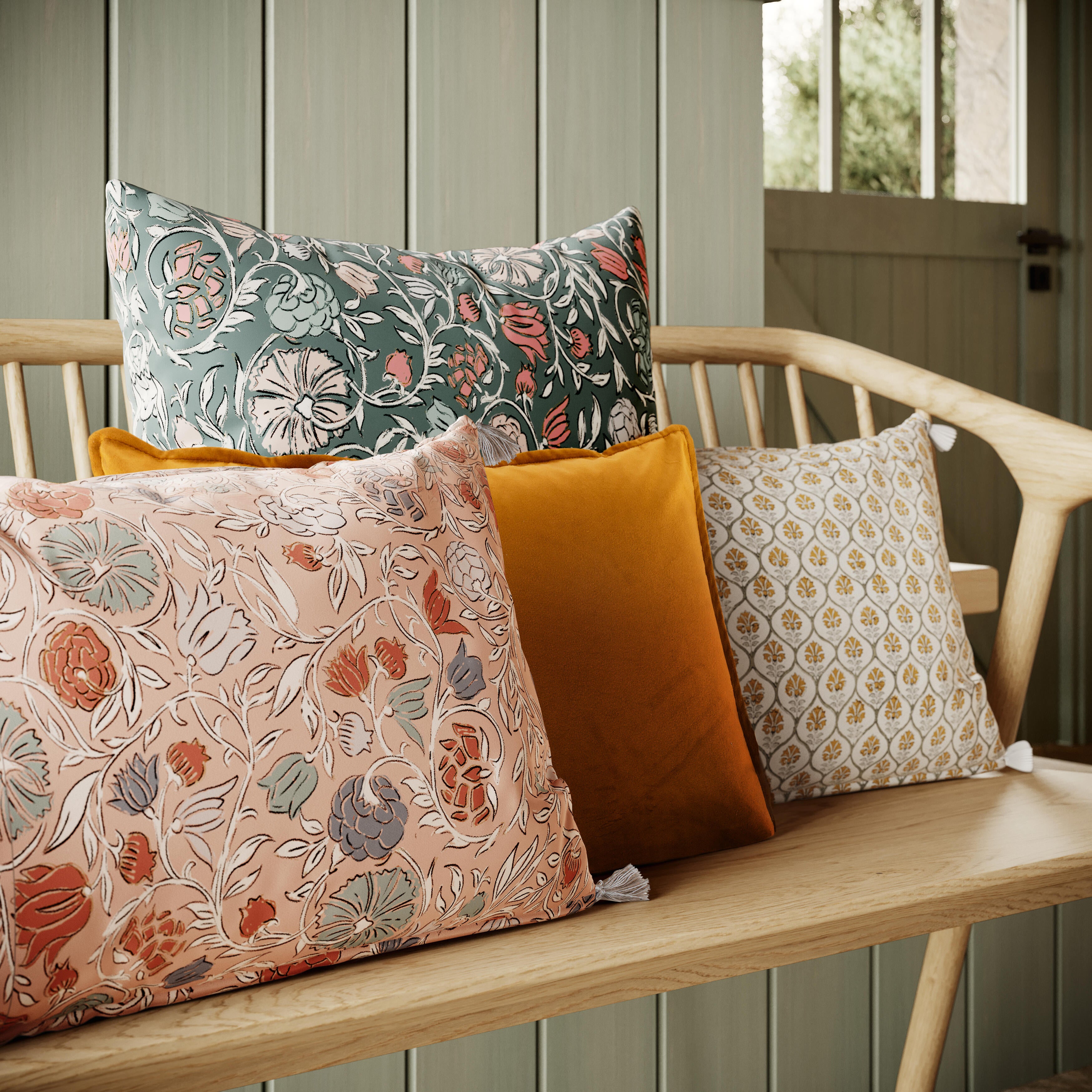 Almofada decorativa reversível Cottage Valentina Algodão rosa 50x30cm - 4