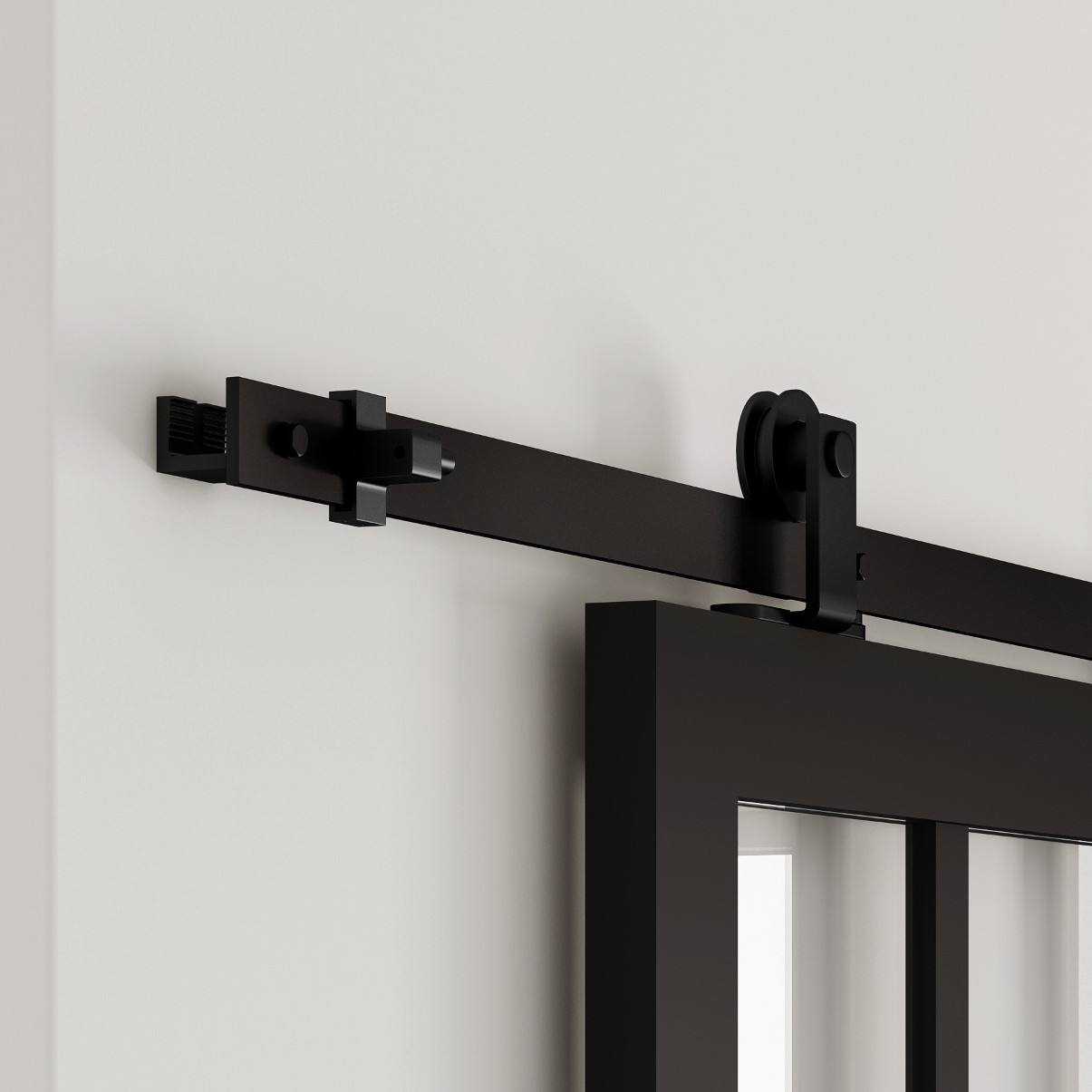Sistema scorrevole Retro in acciaio nero verniciato per anta in legno e metallo, L 186 x H 9.7 cm - 5