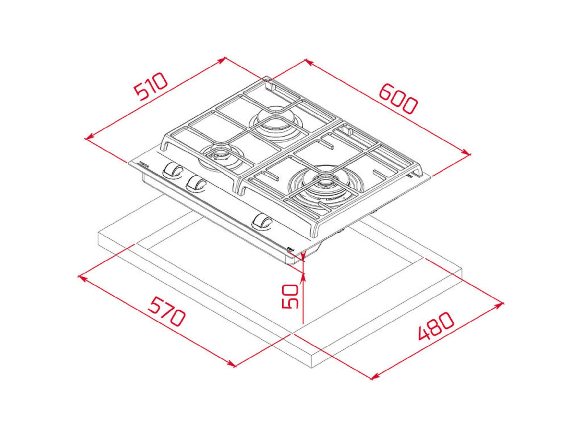 Placa de cozinha 3 zonas de calor 7800 W 60 x 51 cm preto Teka GZC 63310 XBA BK - 2