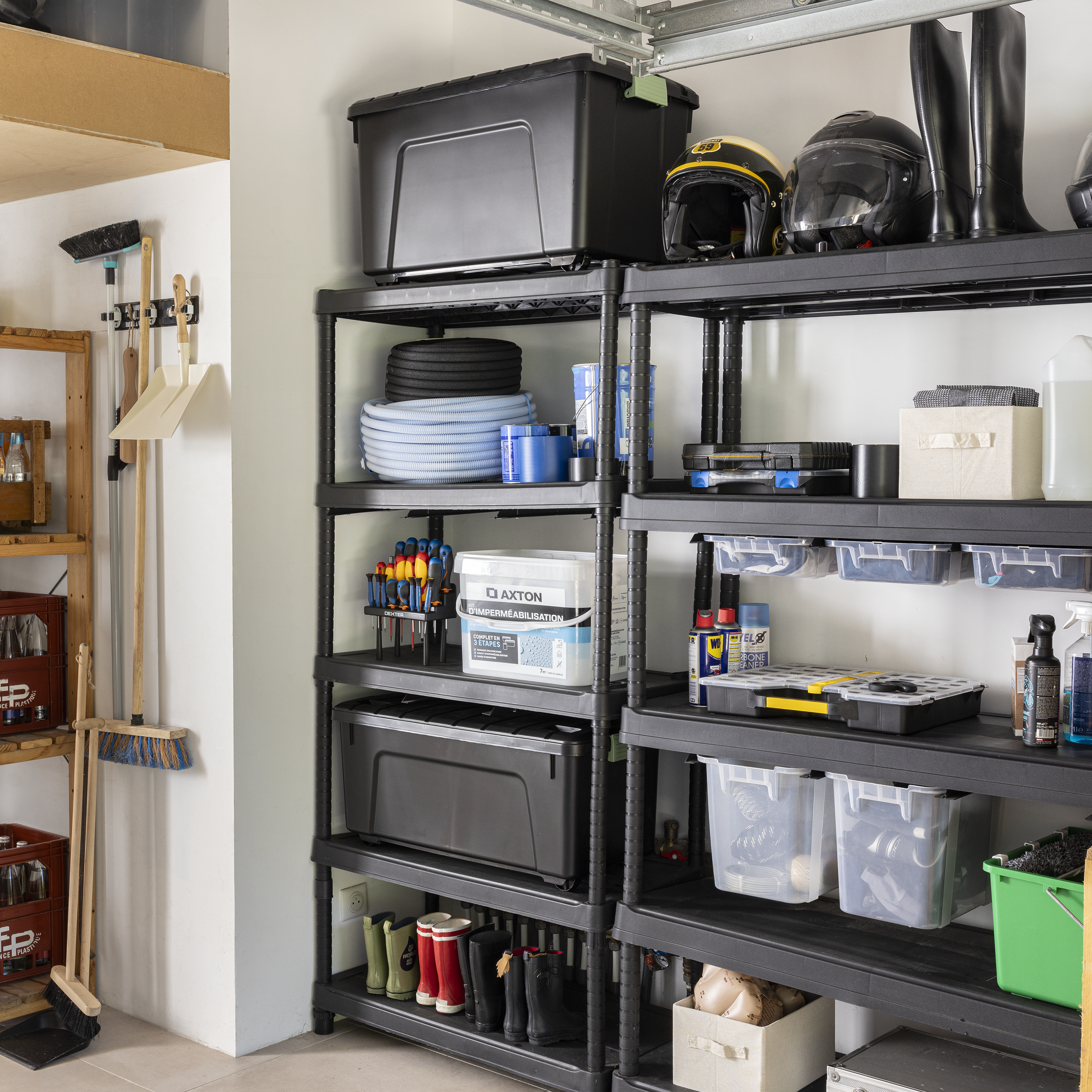 Caixa de arrumação com rodas PVC preto 75L 78x40x35 cm Spaceo - 9