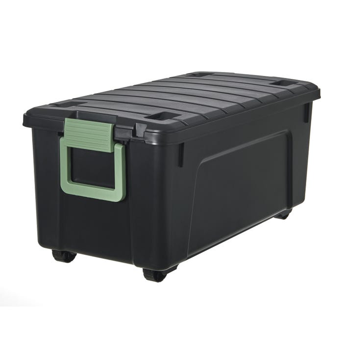 Caja de almacenamiento para servicios públicos con ruedas y asas