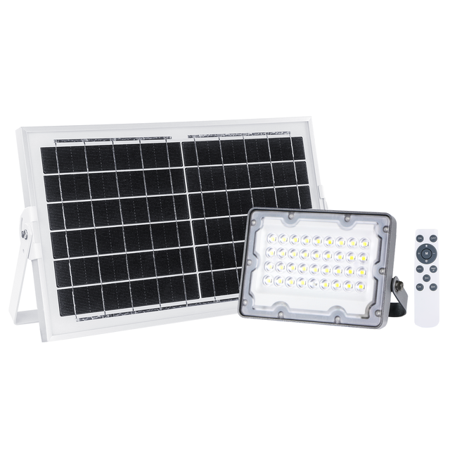 Proyector solar LED INSPIRE Bevo 670 lm de aluminio IP65 con panel separado luz blanco neutro sensor crepuscular