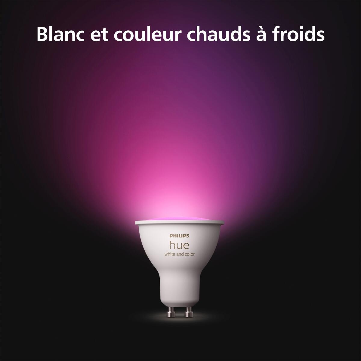 Ampoule led connectée, réflecteur GU10, 400lm, blanc et couleurs, PHILIPS HUE - 6