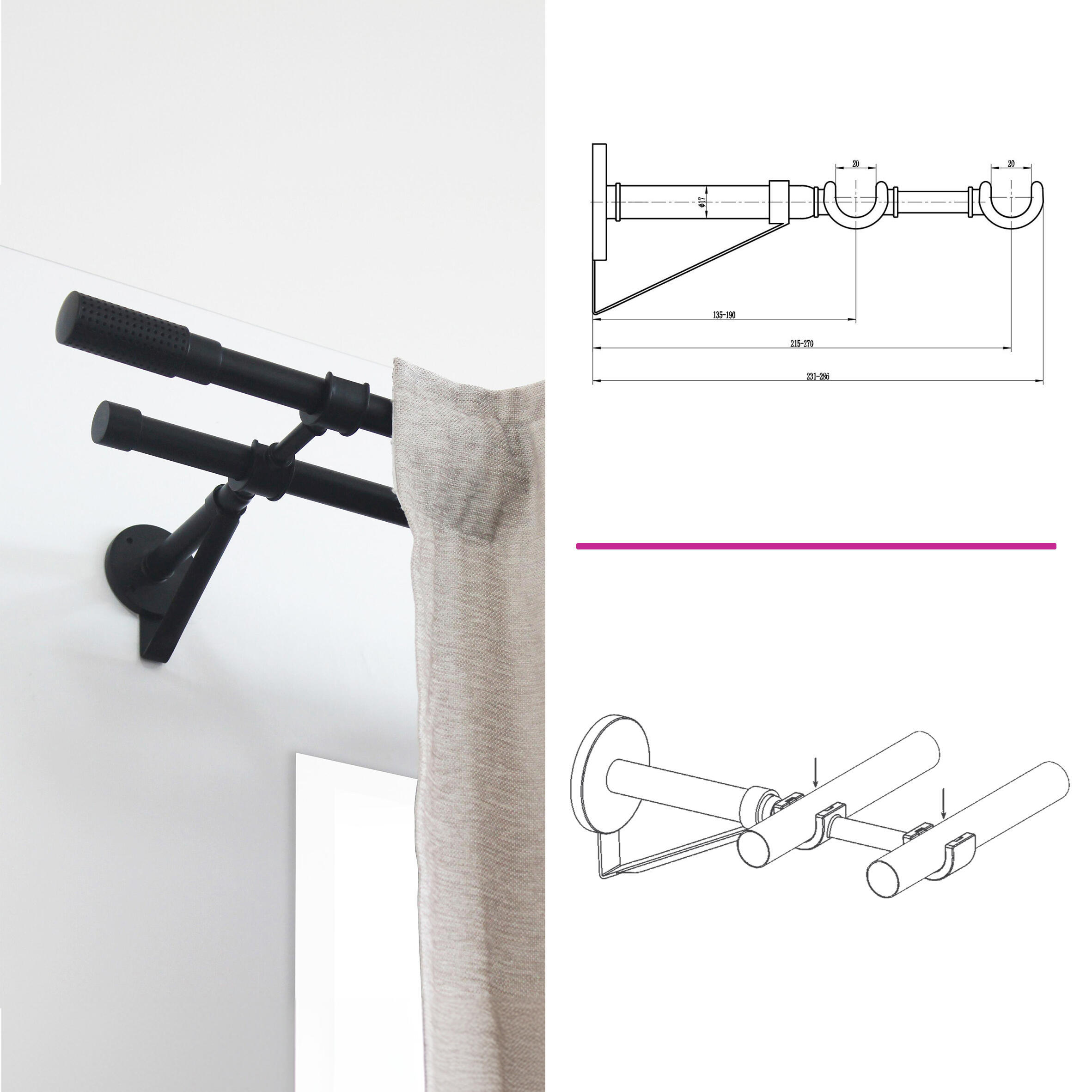 soporte doble extensible blanco d20 - 0