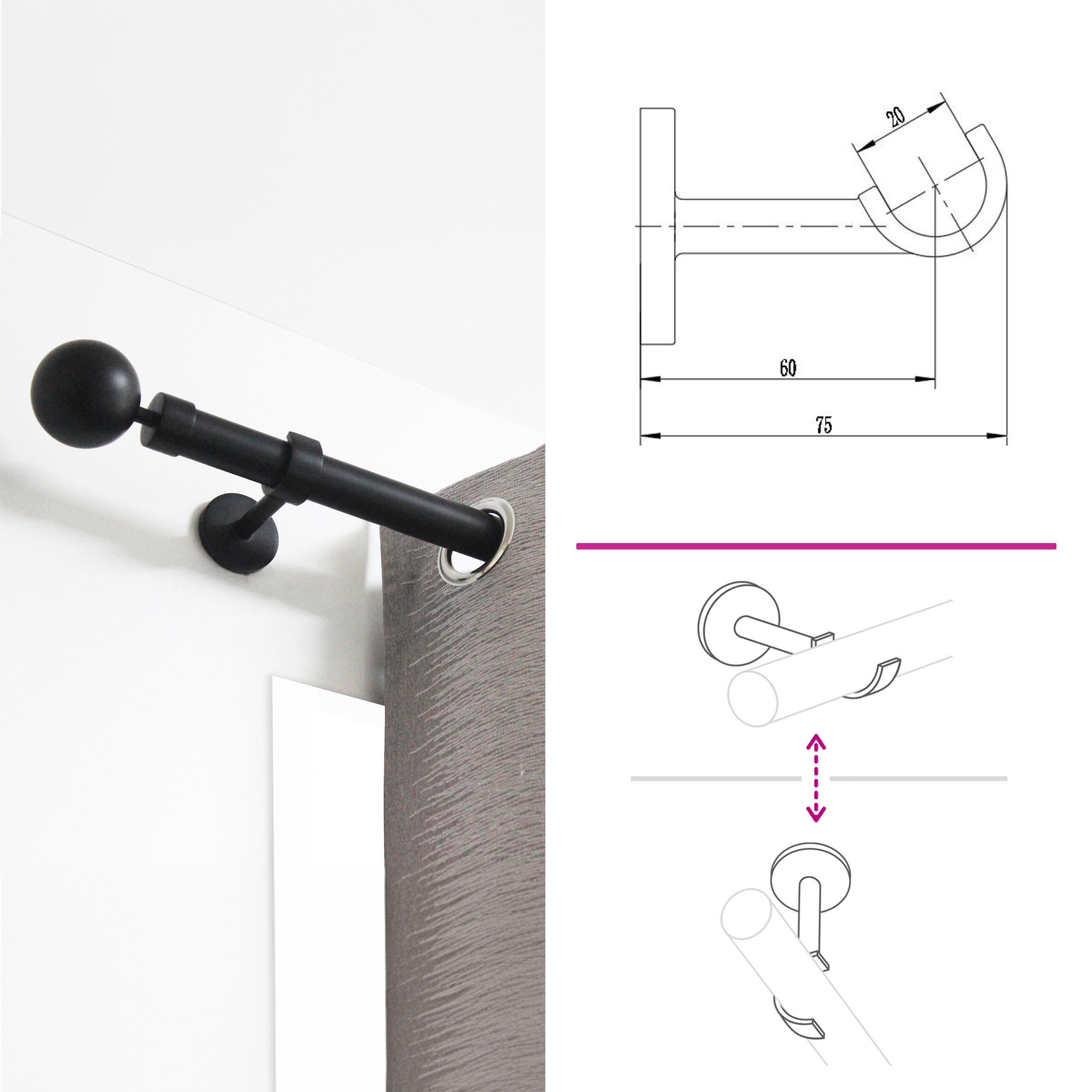 soporte techo y pared blanco d20 - 0