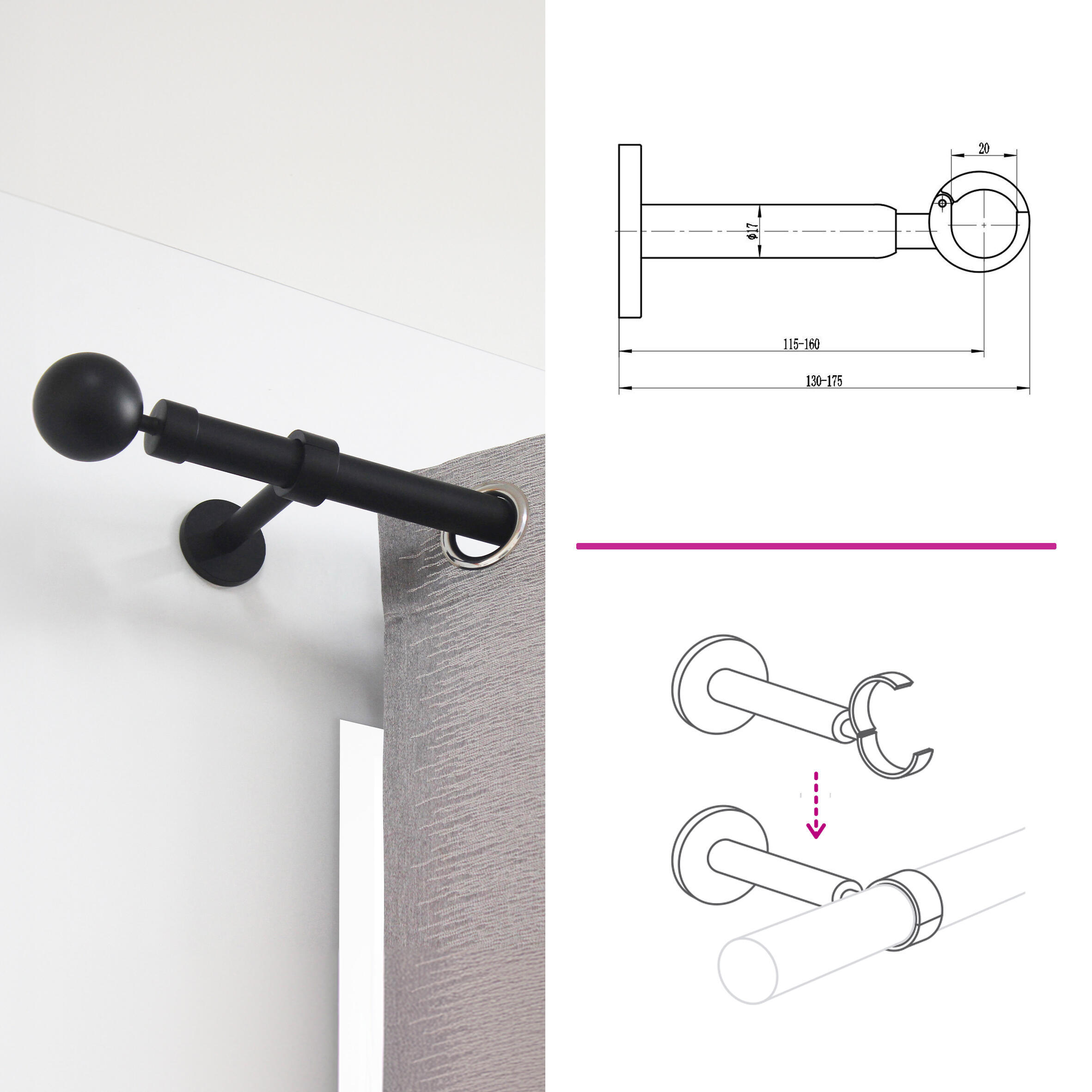 soporte extensible pared blanco d20 - 0
