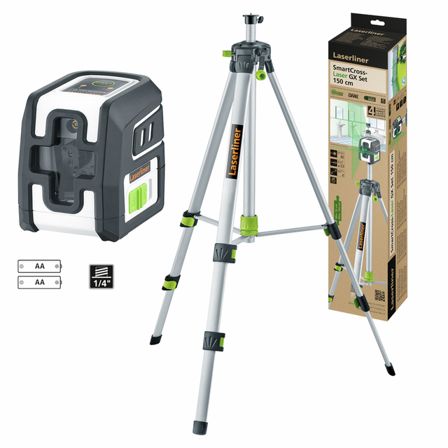 Niveau laser en croix vert LASERLINER SmartCross Laser GX Set 150 cm