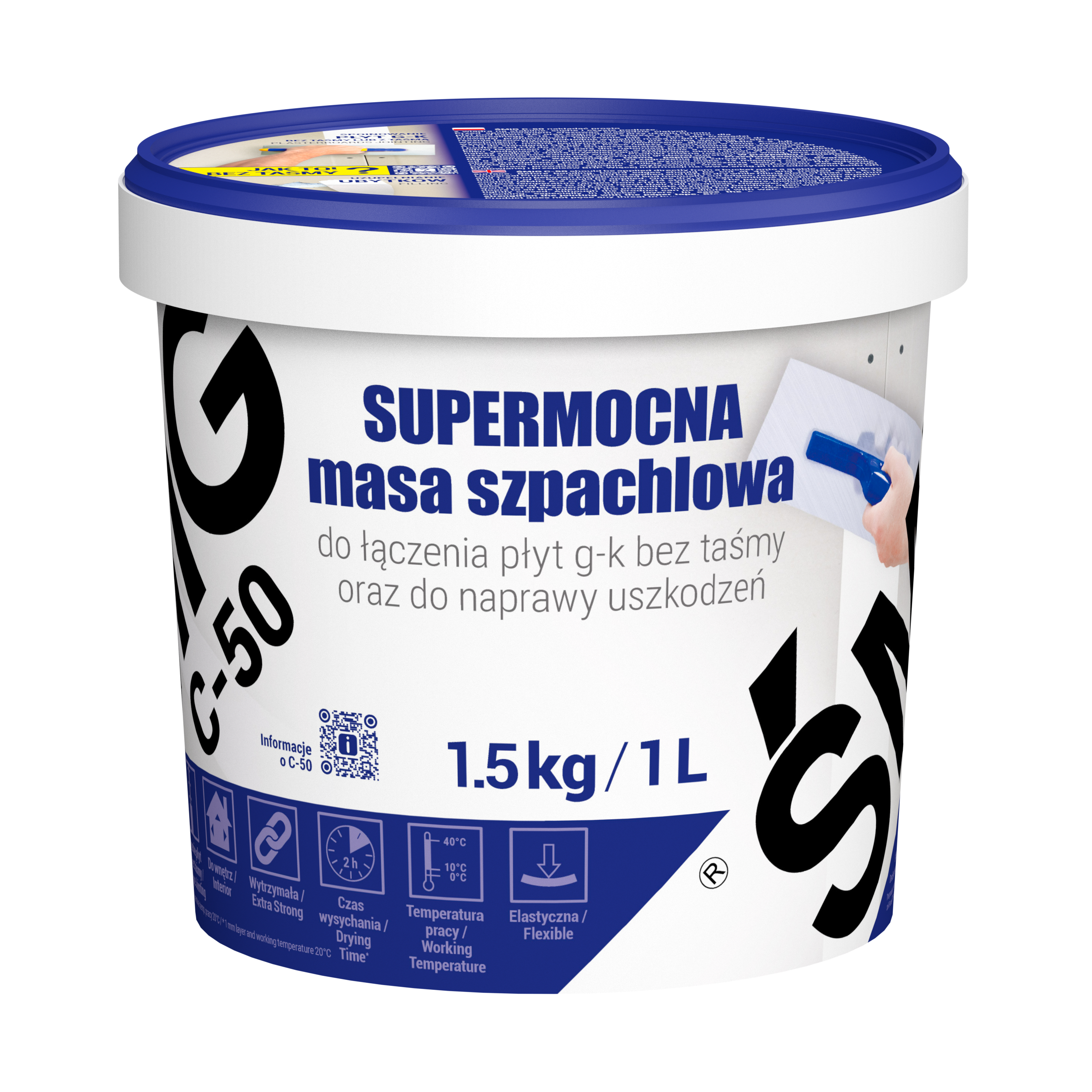 Gotowa masa szpachlowa polimerowa ŚMIG C-50 1.5 kg - 2