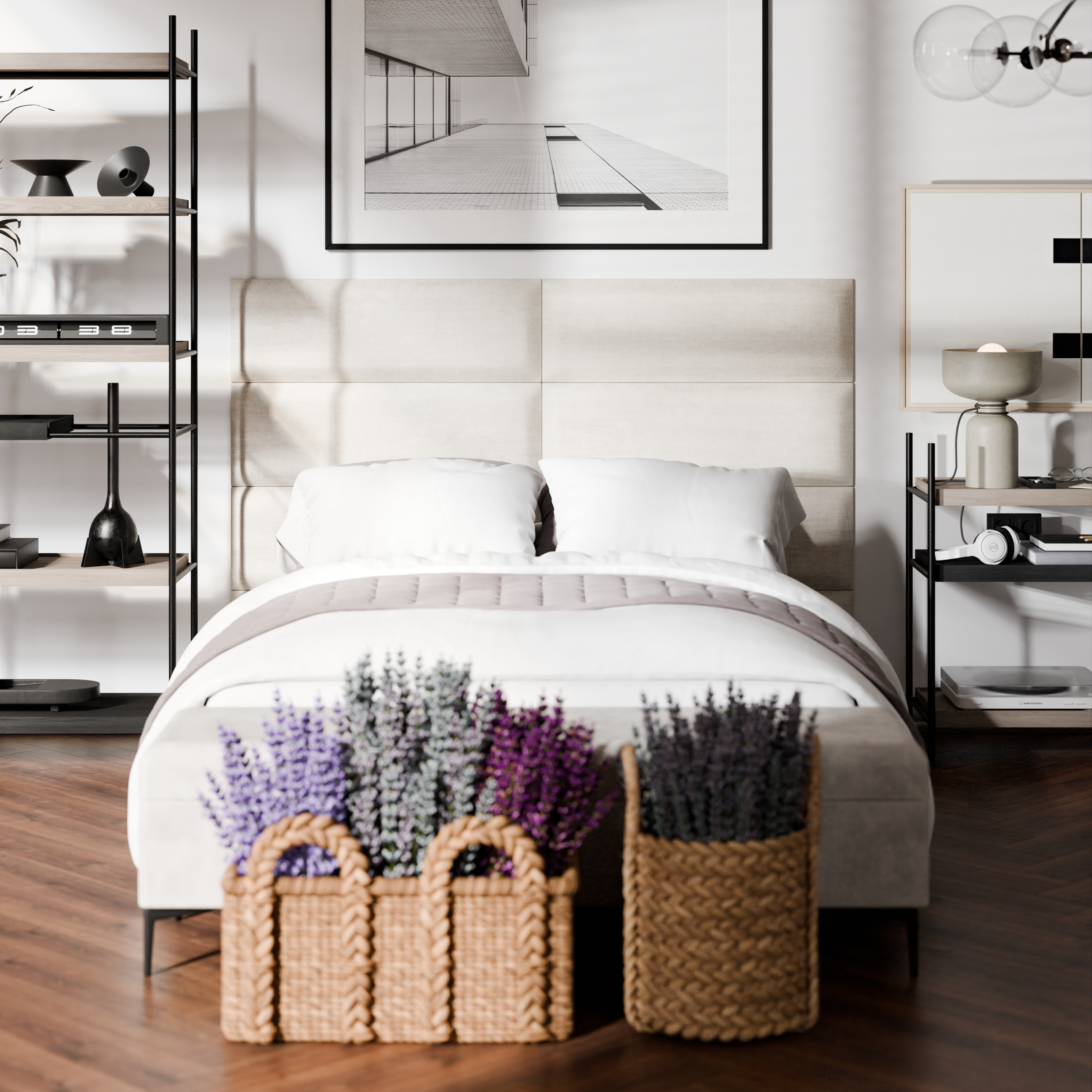 Panele ścienne tapicerowane prostokąt 90x30 cm Beige 2 - 2