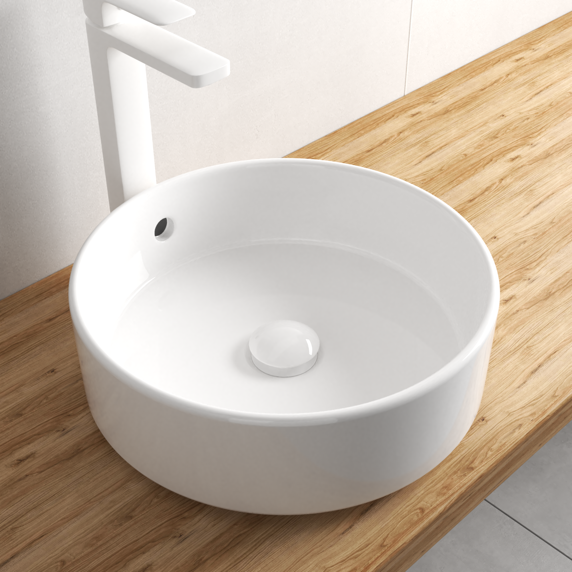 Korek KLIK KLAK uniwersalny biały do umywalki okrągły ceramiczny Equation - 2