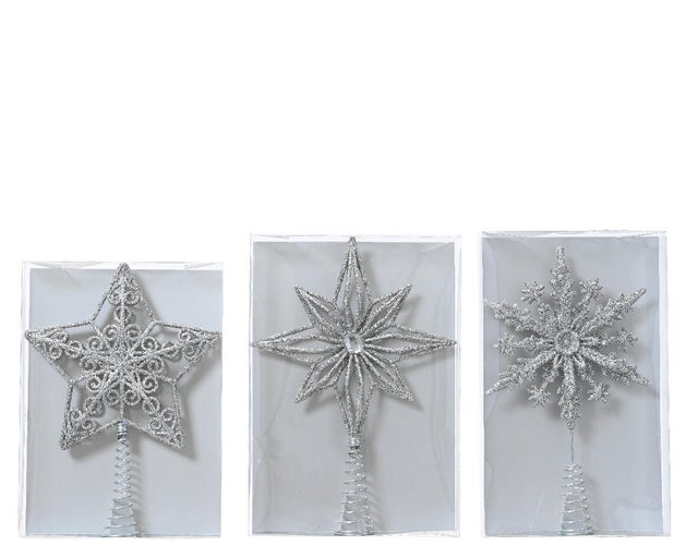 Puntale per albero di natale grigio / argento in poliestere L 16 x  P 3 x  H 22.5 cm