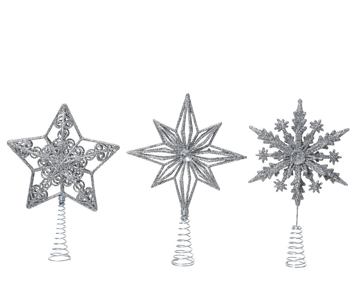 Puntale per albero di natale grigio / argento in poliestere L 16 x  P 3 x  H 22.5 cm - 2