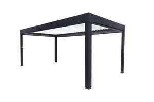 Pergola bioclimatique autoportante Menéa XXL en aluminium 6x3 motorisée noire