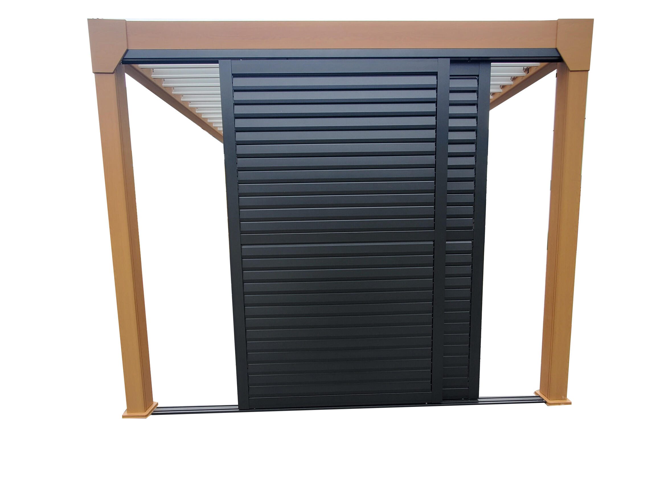 Panneau coulissant GREEN OUTSIDE alu 3m (2x1,4m) + persiennes orientables noires - 2