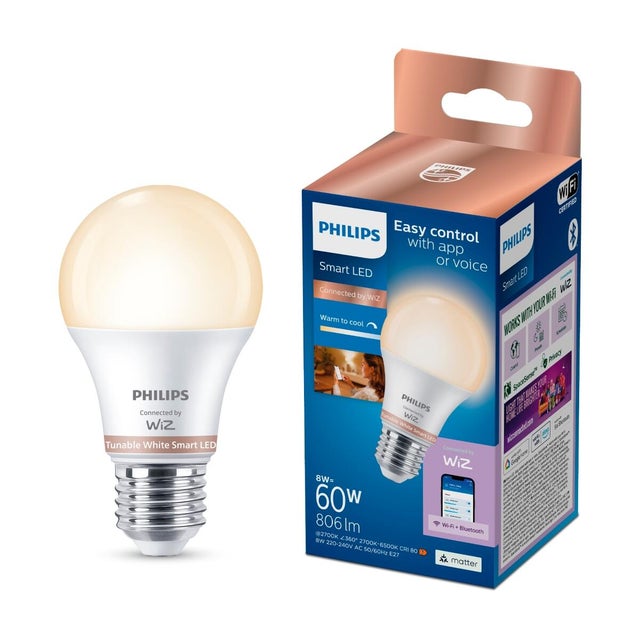 Ampoule led connectée,  E27, 806lm, variation de blancs, PHILIPS