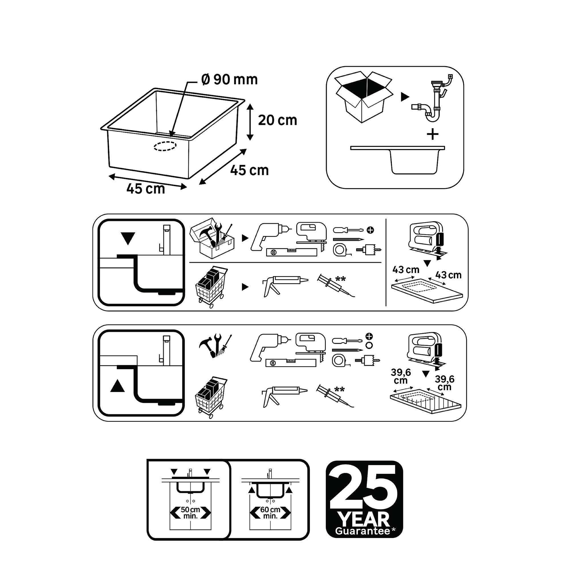 Cuve MICHIGAN, 45 cm, Inox - 8