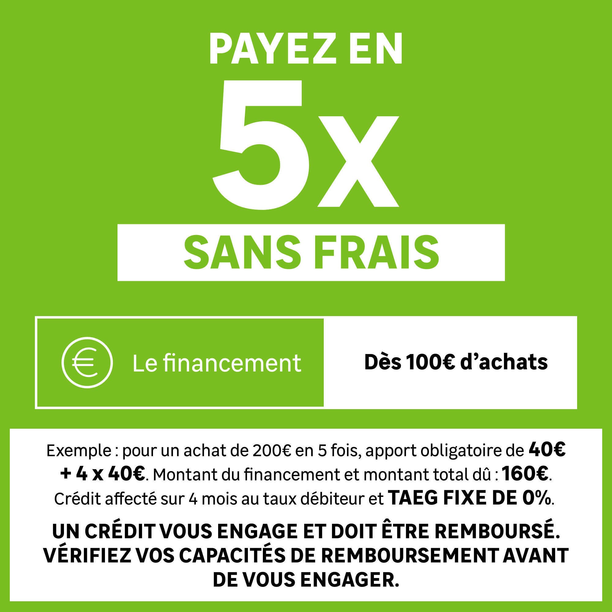 Financement chauffe-eau 5 fois sans frais en magasin
