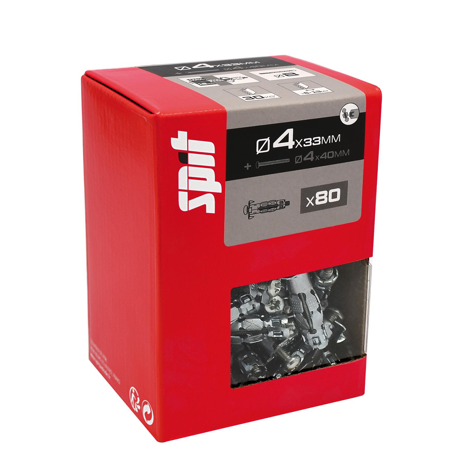 Lot de 80 chevilles métalliques zentech Diam.4x33 mm + vis - SPIT - 2