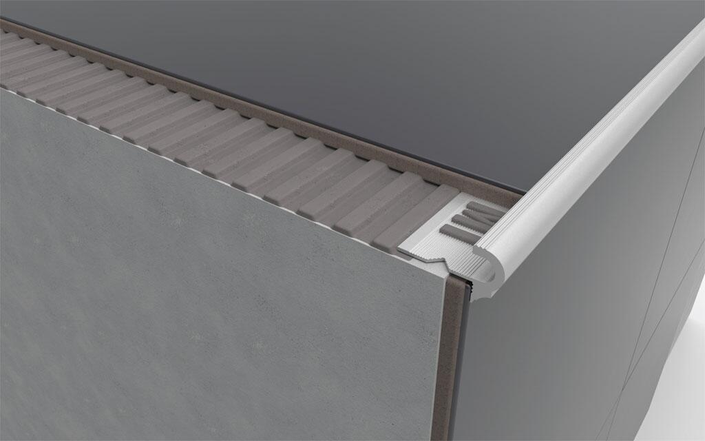 Nez de marche carrelage Ep.11 mm aluminium mat gris L.2,50 m - 2