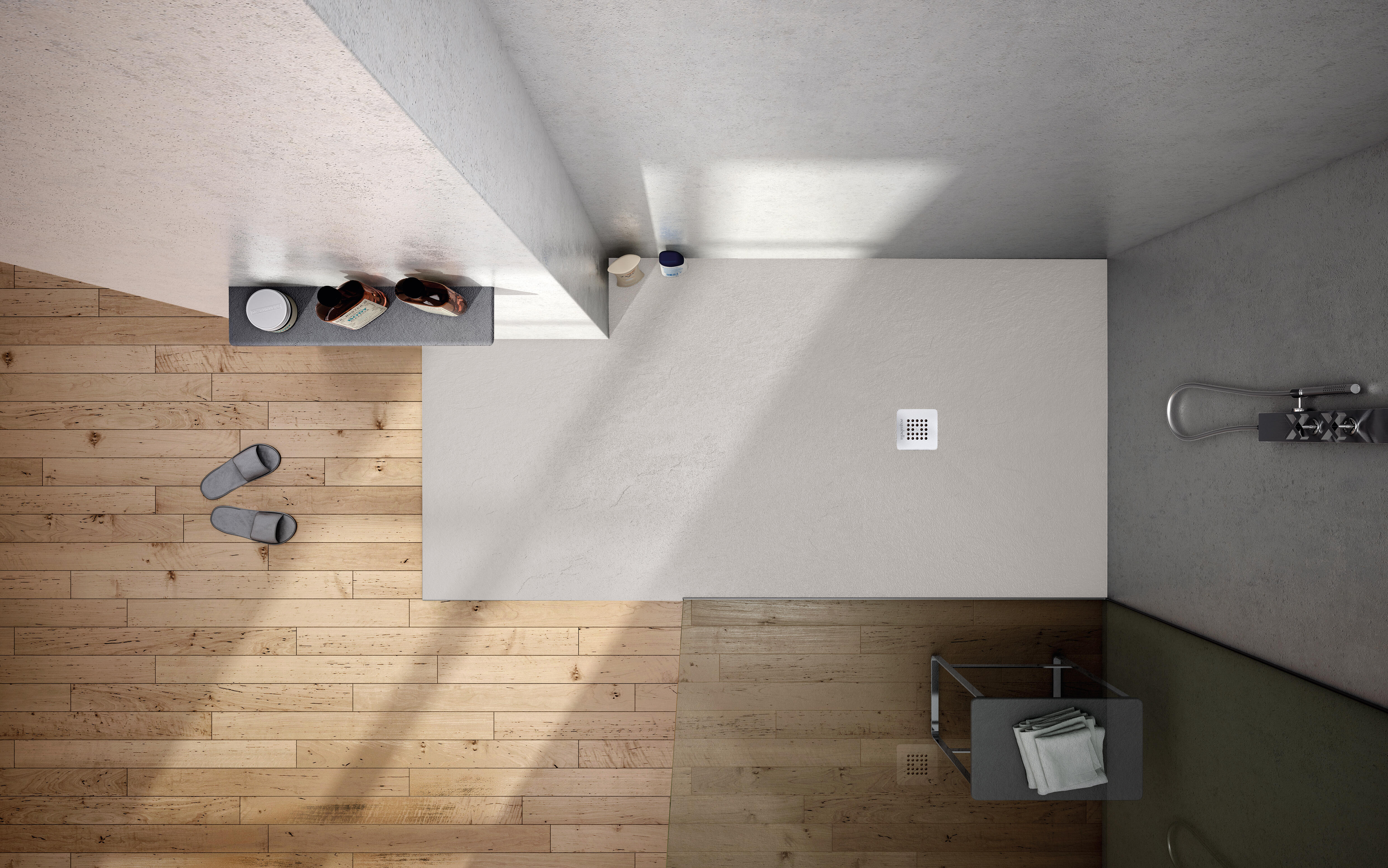 Receveur de douche extra-plat L.160 x l.80 cm Ep.2,8 cm résine blanc Senstures - 4