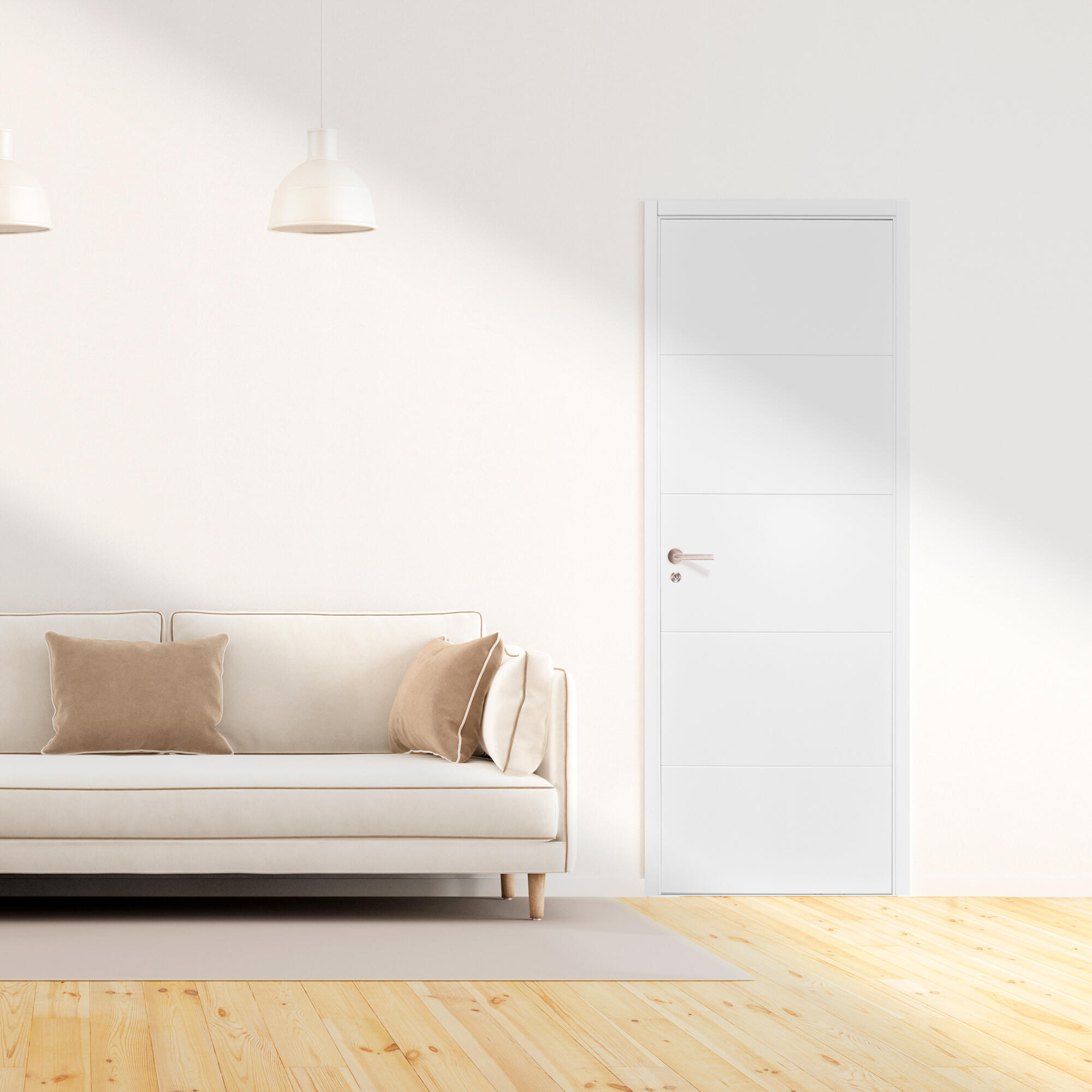 Bloc-porte thermique Milan laqué Larg.73 cm poussant droit pleine Huiss.52 à 90 mm fin de chantier - 2