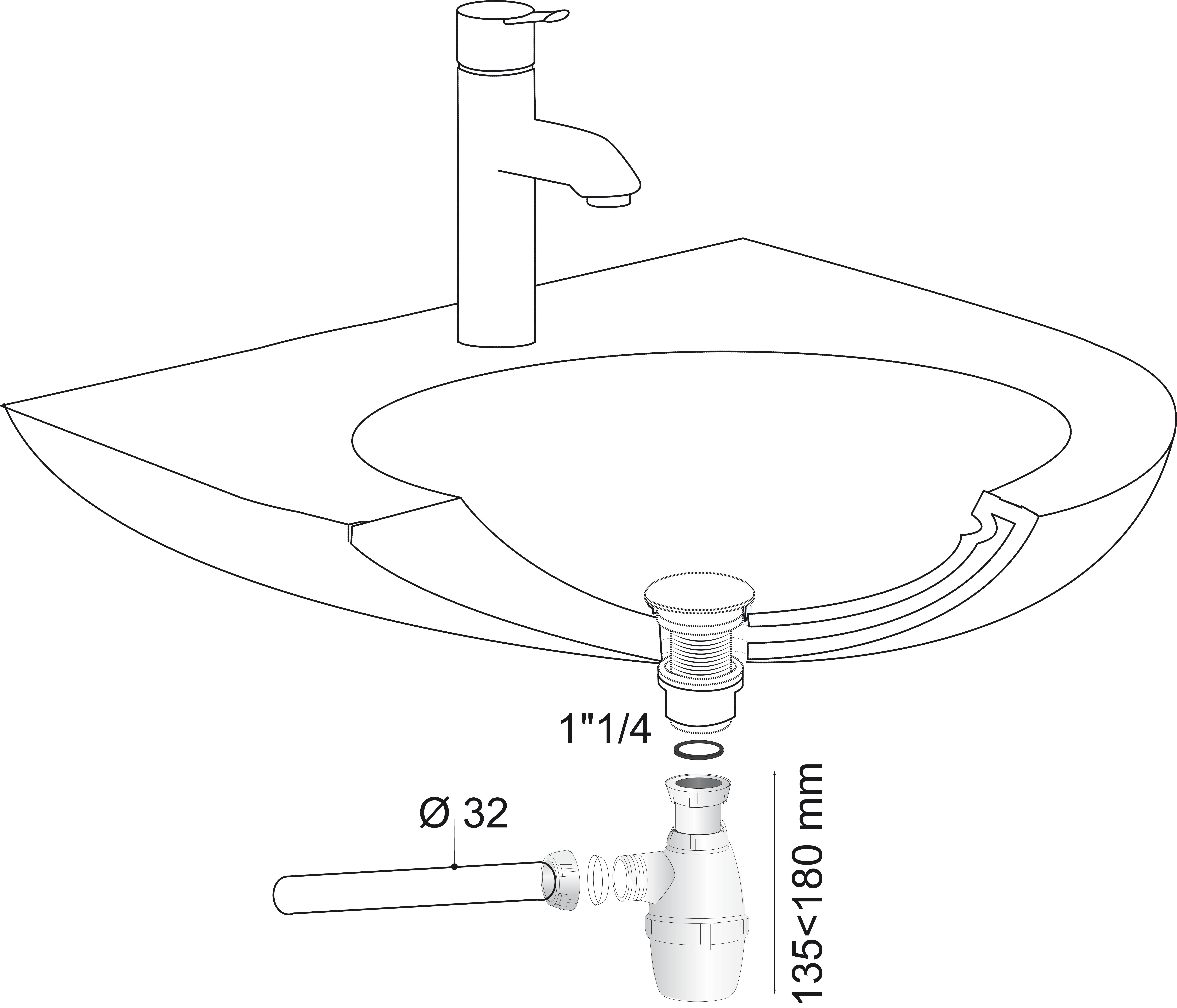 Siphon pour lavabo Diam.32 mm réglable en hauteur blanc NF - WIRQUIN - 3
