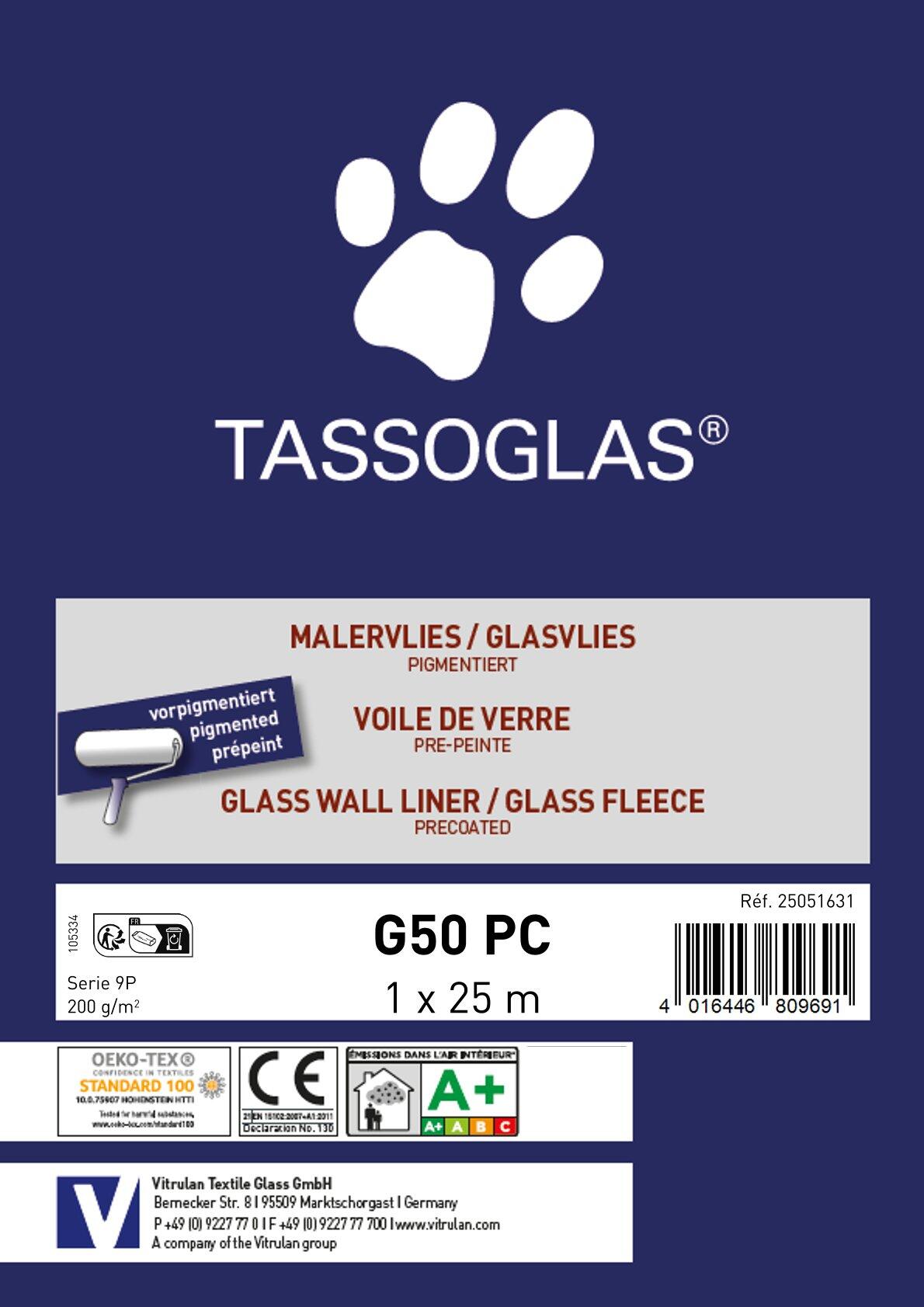 Voile de verre pré-peinte 200g/m² l.1 x L.25 m G50 PC - TASSOGLAS - 4