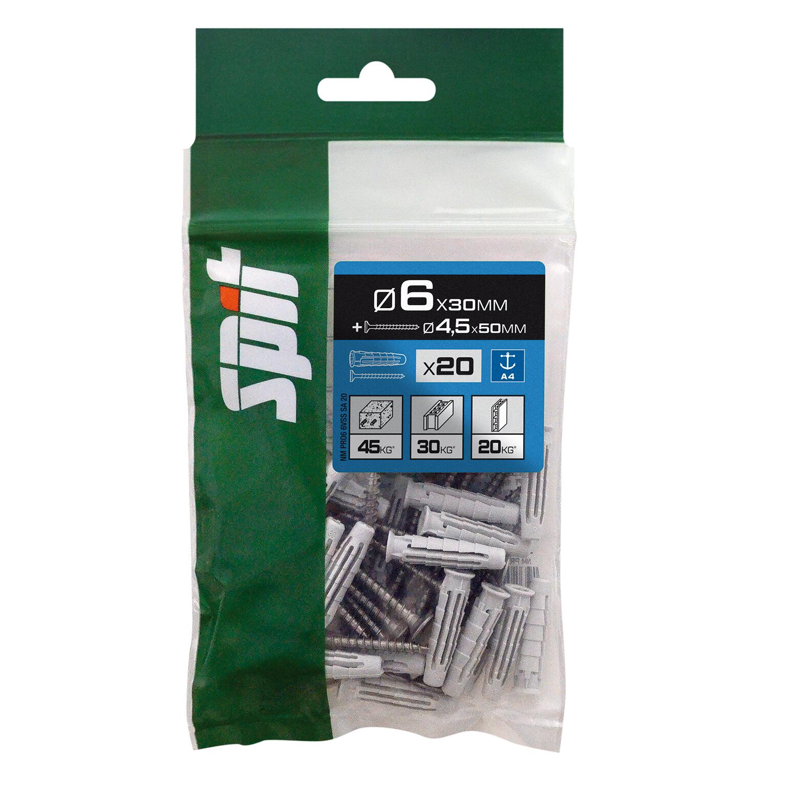 Cheville nylon multi-matériaux Diam.6 mm x 30 mm - SPIT Pro6 (lot de 20) - 2