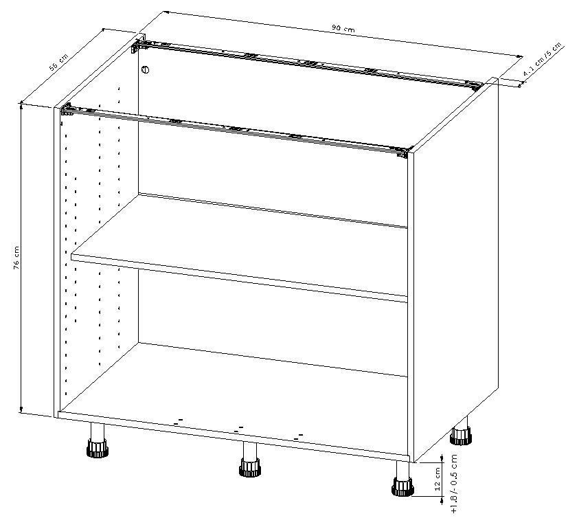 Caisson bas de cuisine l.90 x H.76,80 x P.56 cm Blanc - 3