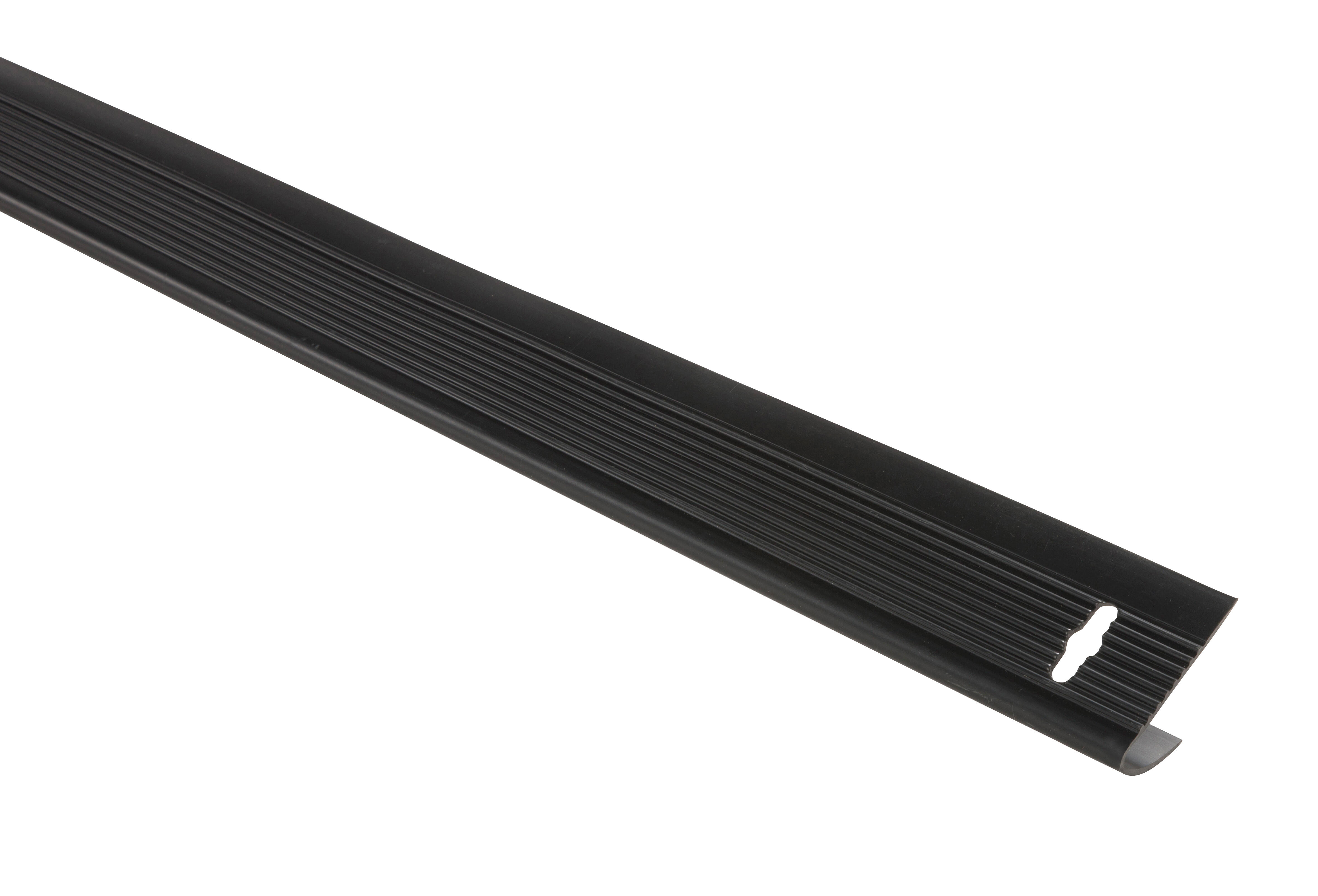 Nez de marche pvc noir strié à coller L.170 x l.6,50 cm  - 3
