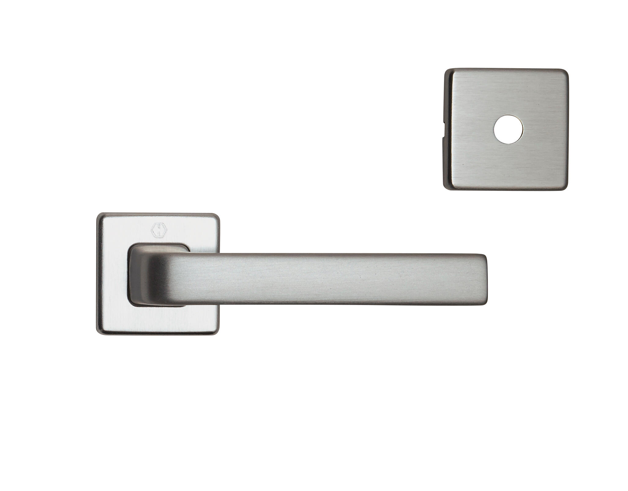 Poignées de porte sur rosace aluminium aspect chrome satiné Dublin x2 - HOPPE  - 2