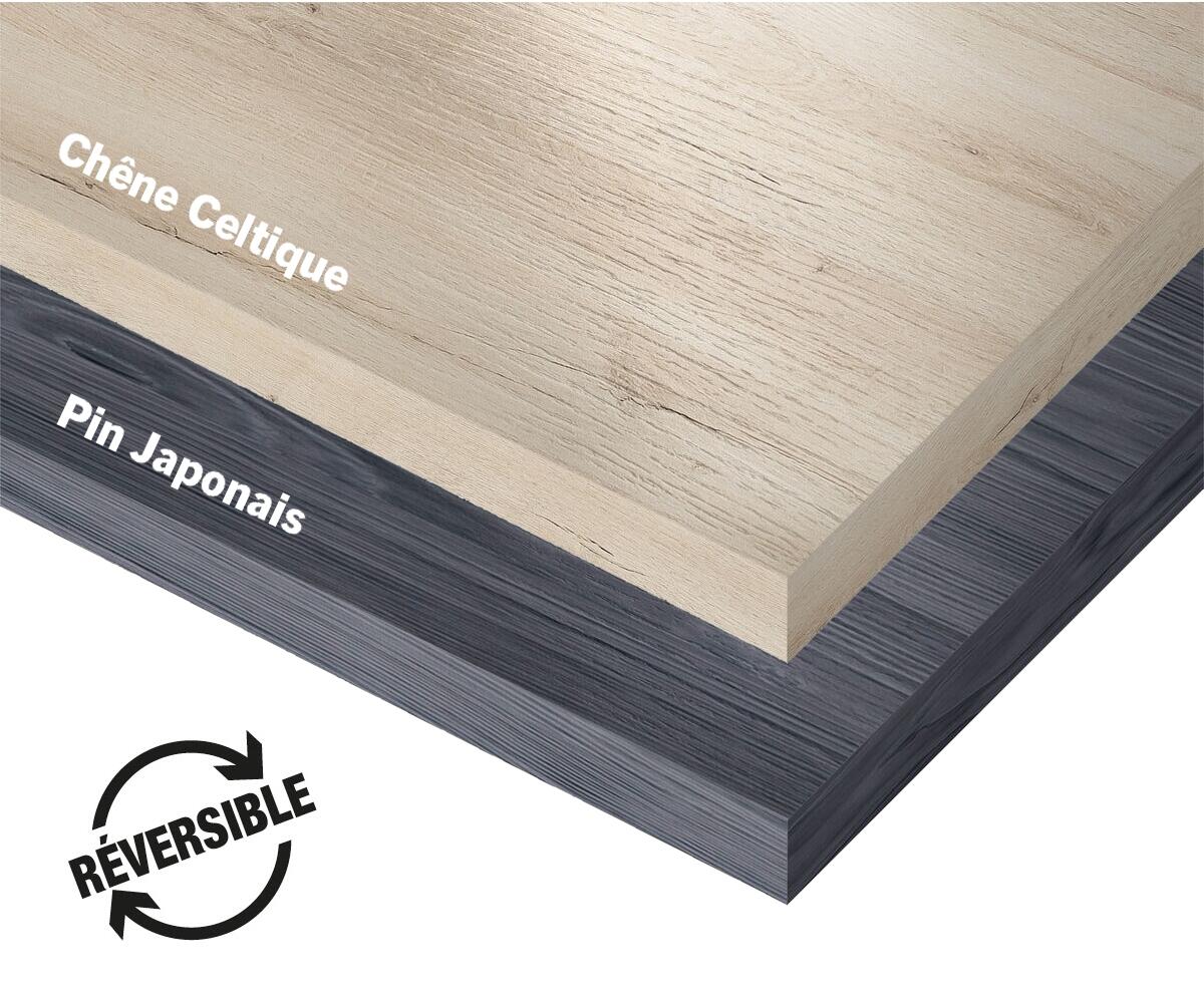 Plan de travail stratifié imitation bois Chêne Celtique / Pin Japonais L.2050 x P.650 x ép.38 mm hydrofuge - 4