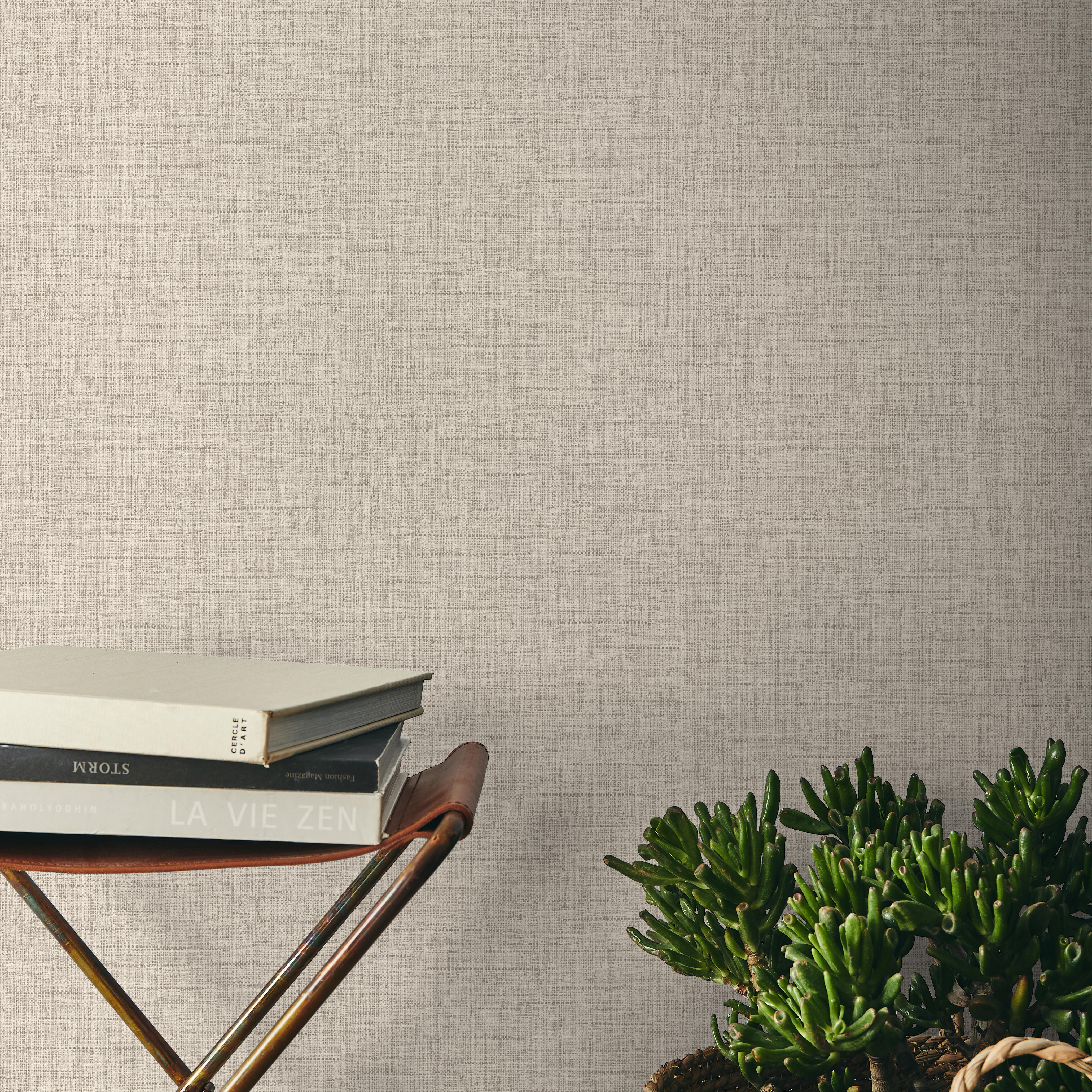 Papel pintado vinilo aplicación cola en pared Textura Kira beige  INSPIRE 53cmx10.05m superlavable apto para cocinas o baños - 12