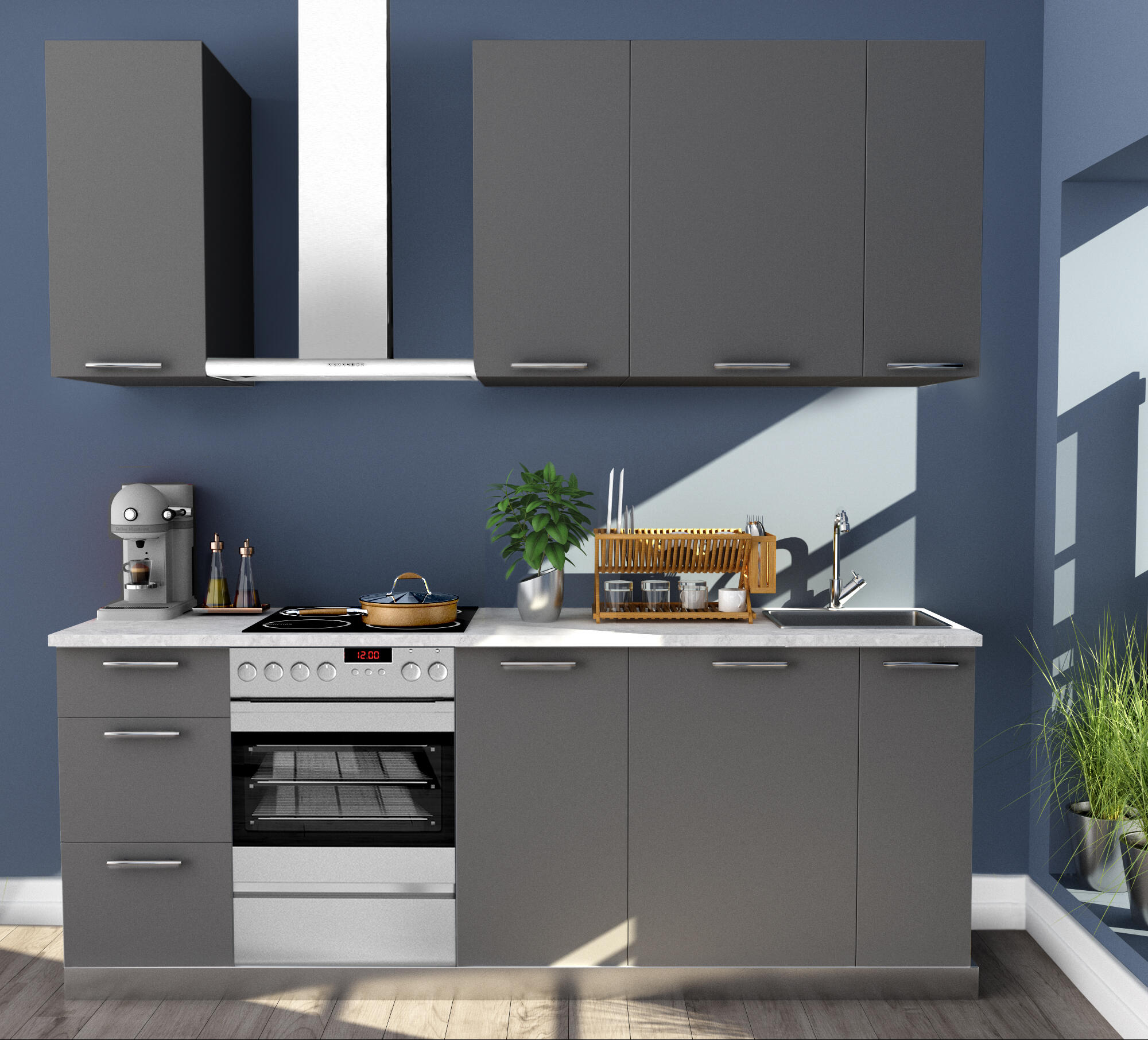 Frente gaveta de cozinha Delinia Sevilha 60X13 cm cinza brilho - 2