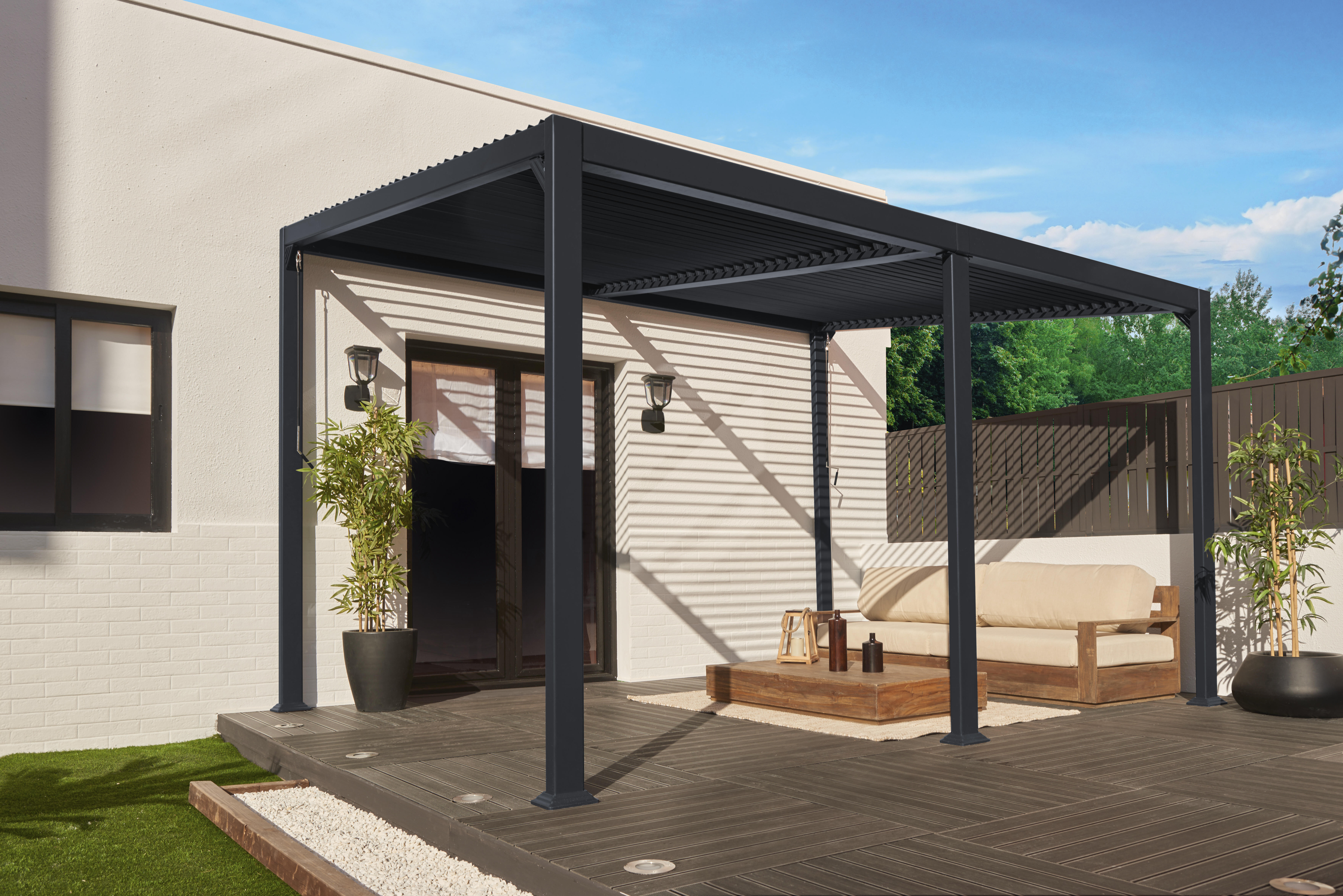 Pérgola completa de aluminio londres antracita 3x4 m