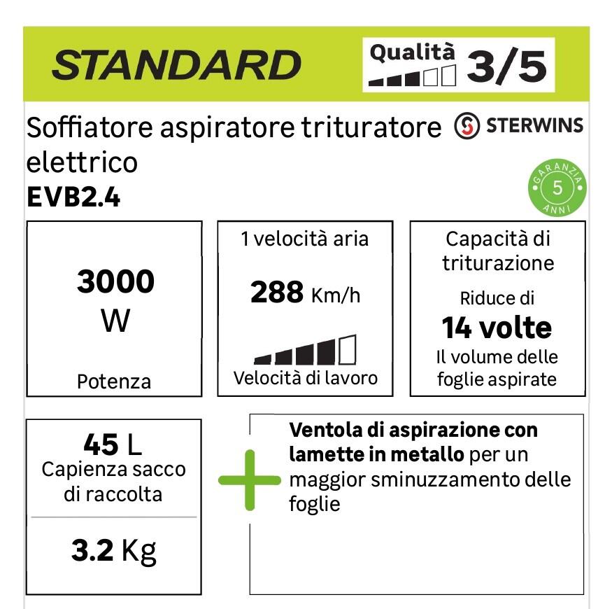 Soffiatore aspiratore trituratore elettrico STERWINS EVB2.4, 3000 W - 8