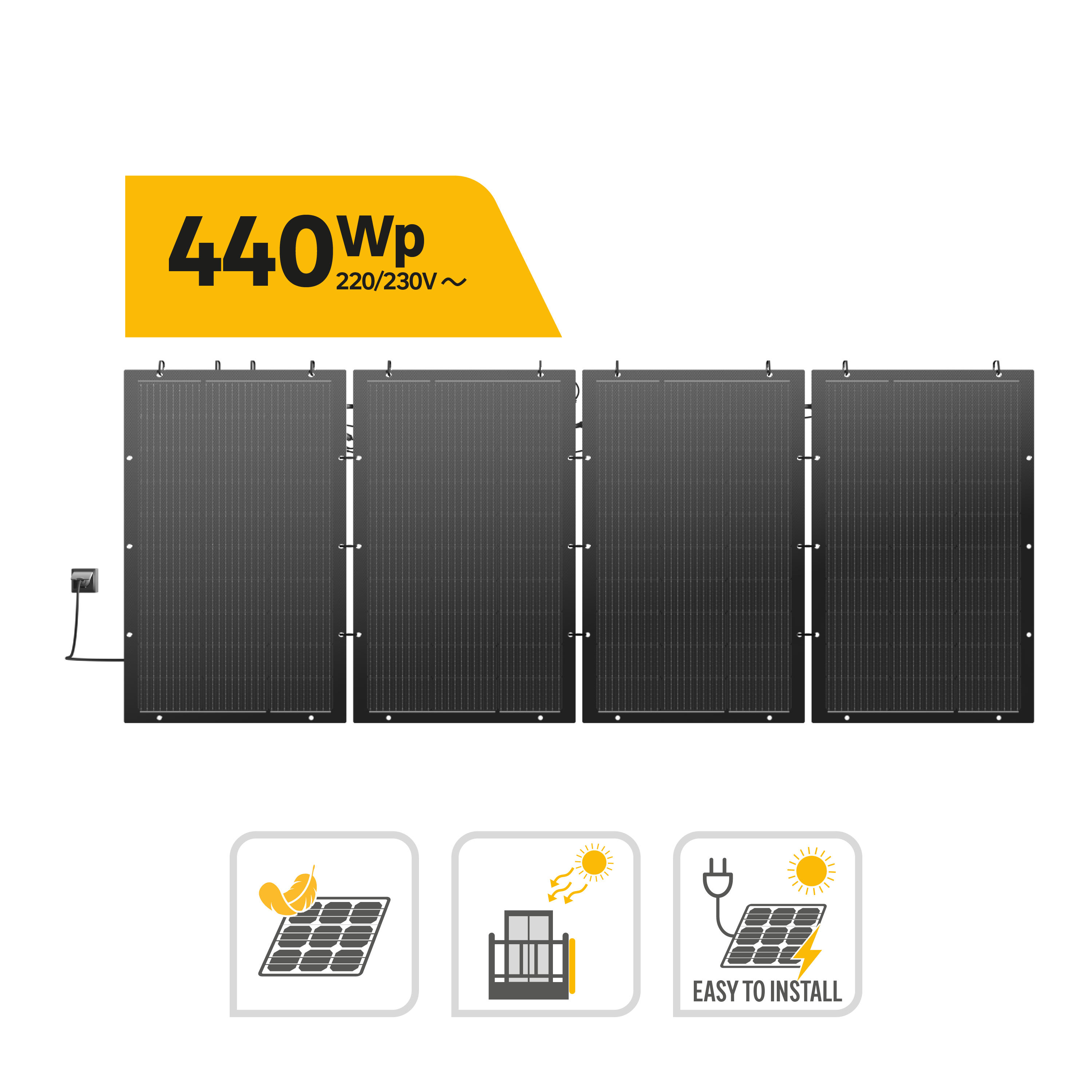 Kit pannello solare plug&play grid-connected LEXMAN, 4 pannelli monocristallino da 110 W con microinverter da balcone - 5