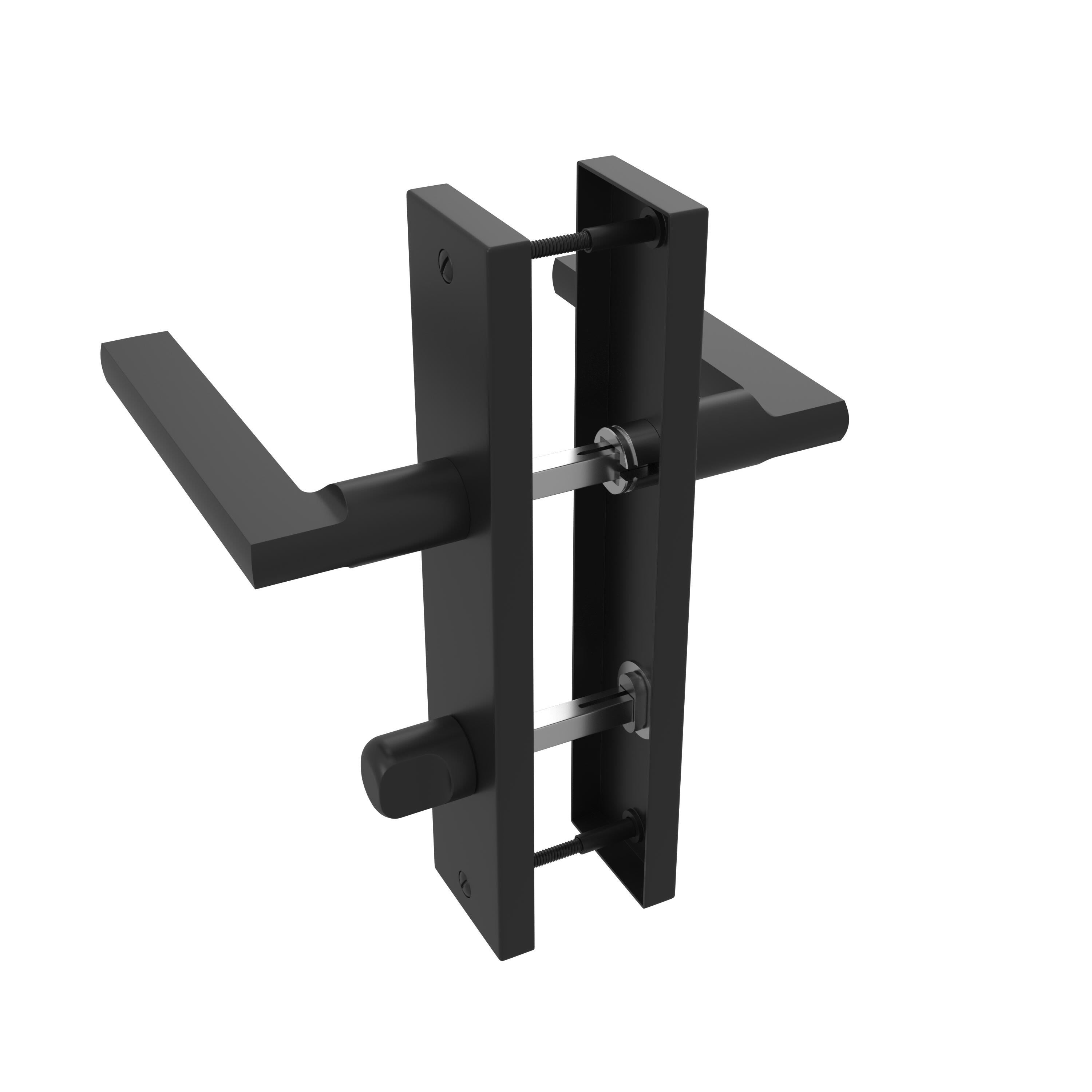 Poignée de porte sur plaque noire entraxe 165 mm à condamnation DAREN x2 - 3