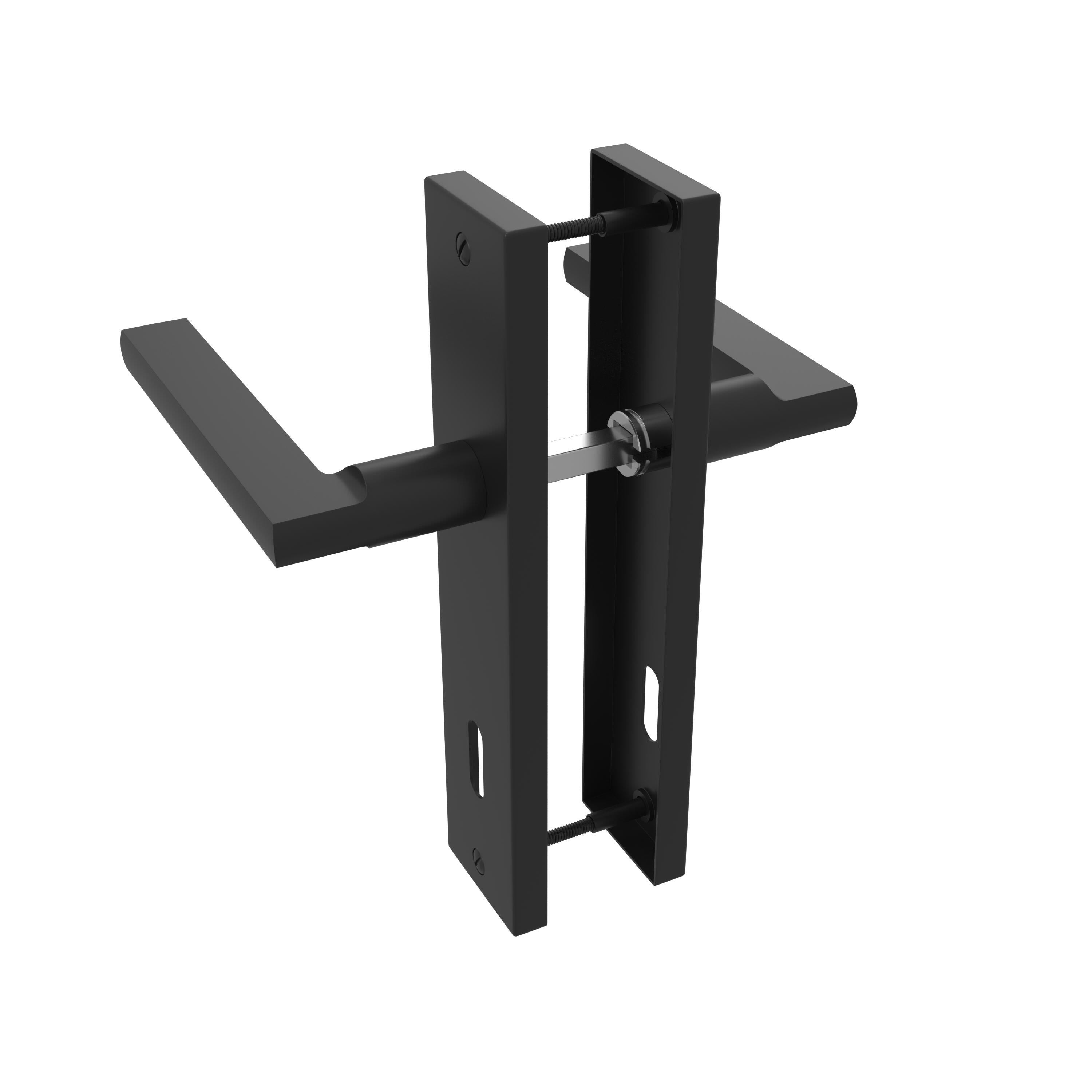 Poignée de porte sur plaque noire entraxe 165 mm Clé en L DAREN x2 - 3
