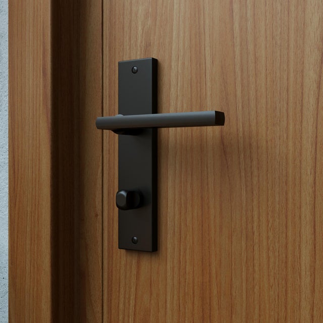 Poignée de porte sur plaque noire entraxe 165 mm à condamnation DAREN x2
