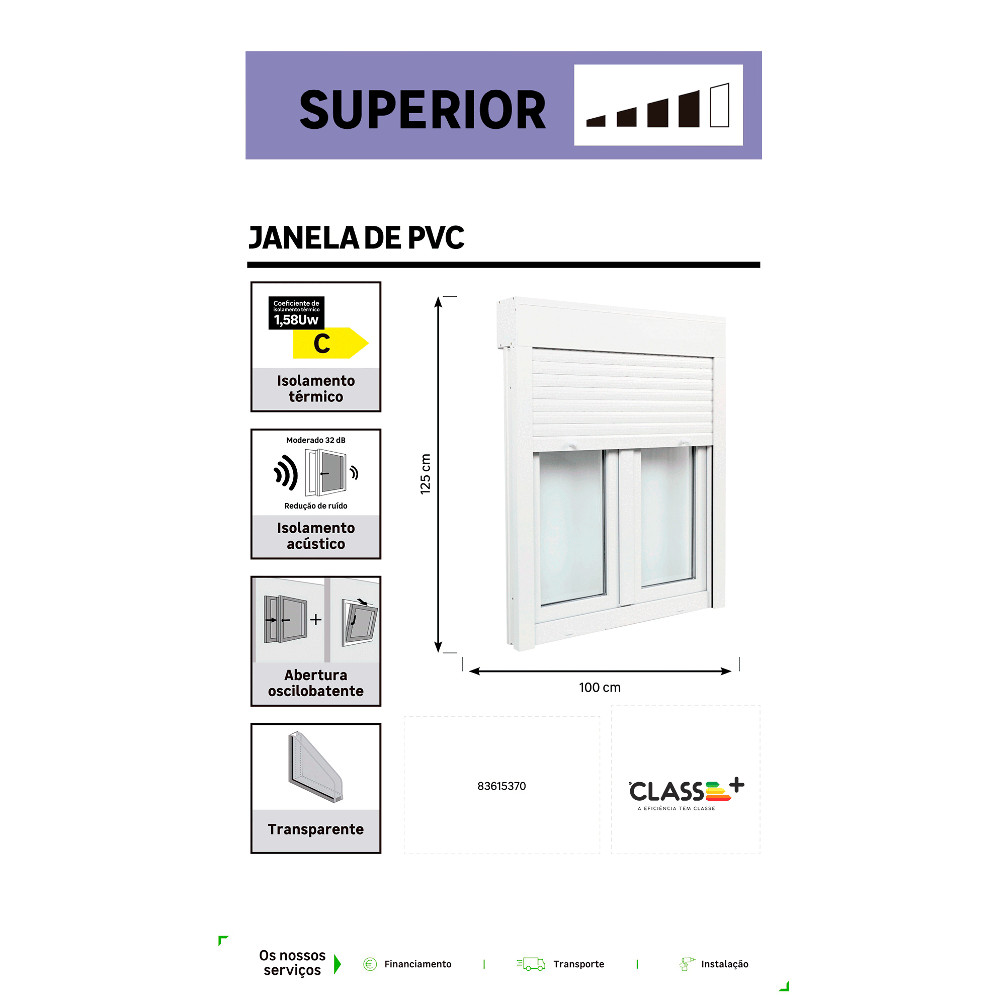 Janela de PVC OSCILOBATENTE 100X125CM (COM ESTORE) - 7