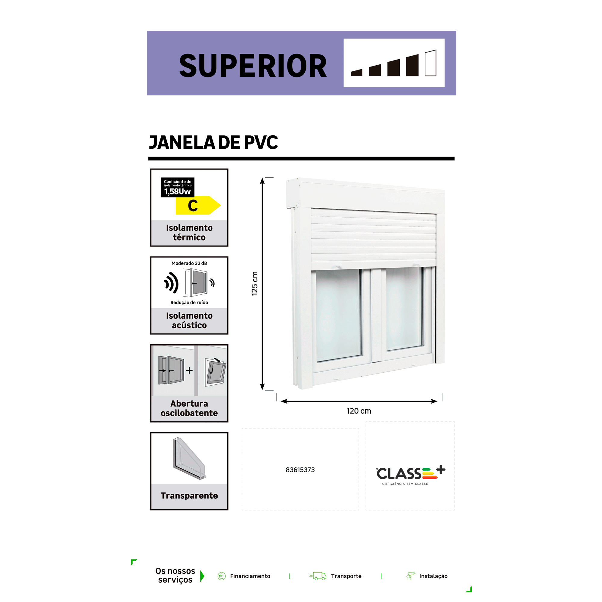 Janela de PVC OSCILOBATENTE 120X125CM (COM ESTORE) - 7