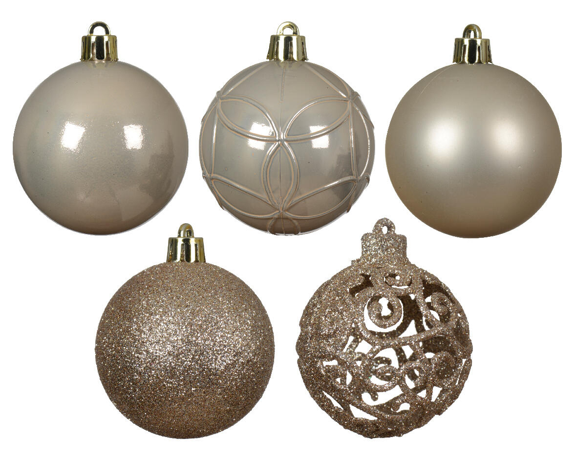 Sfera natalizia in polistirene beige Ø 6 cm confezione da 35 pezzi - 2