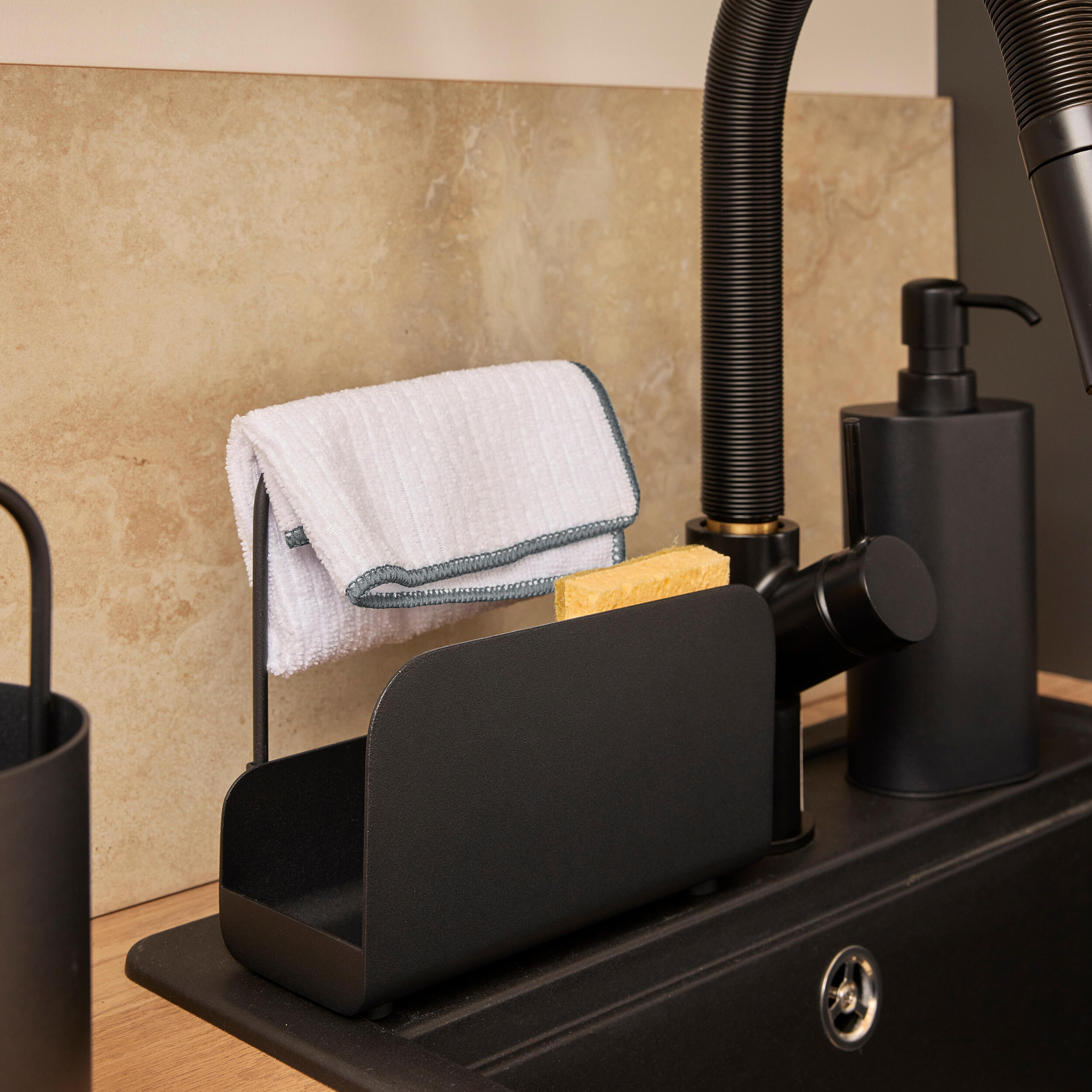 Porte-éponge DELINIA noir l.18.7xP.8.3xH.18cm - 3