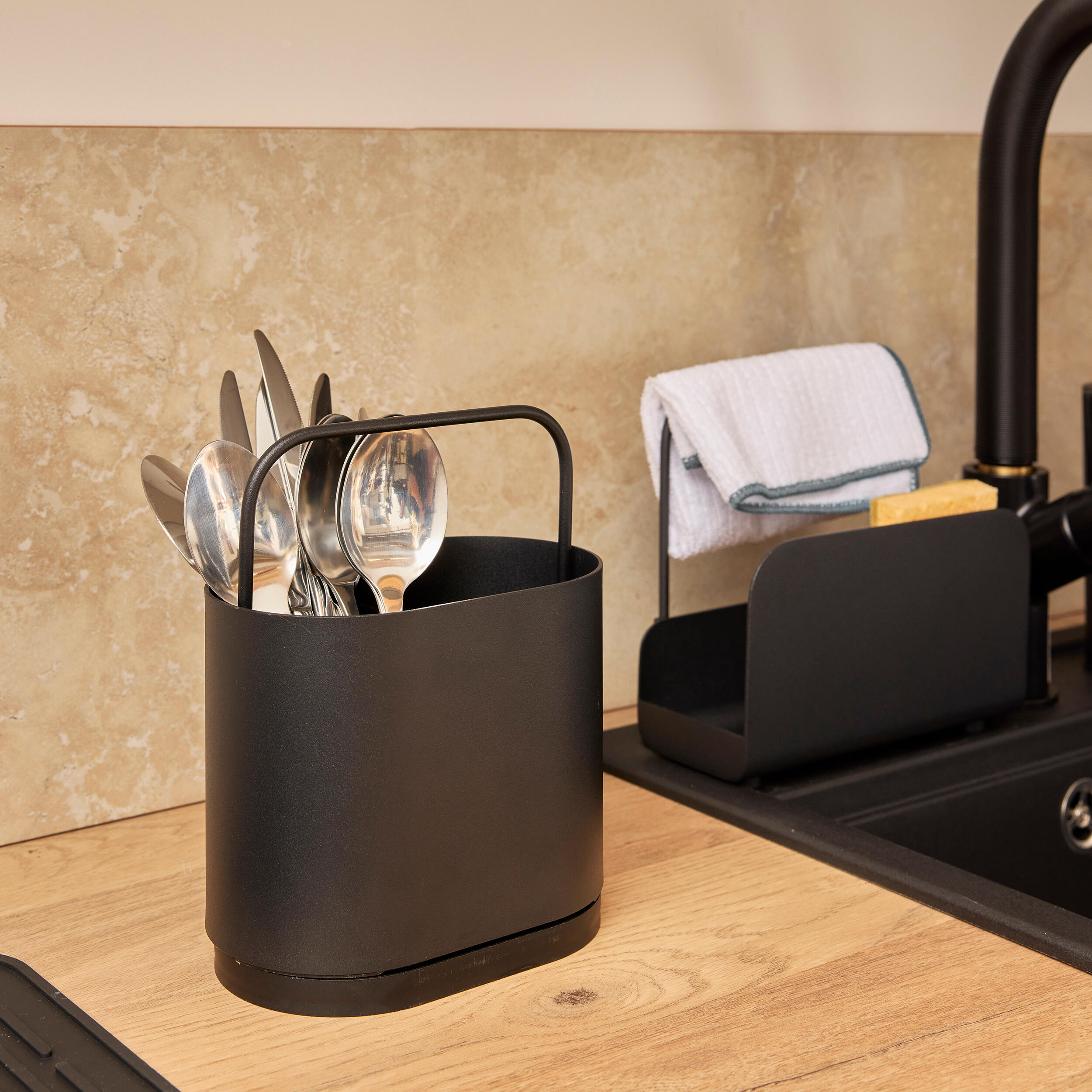 Escorredor para talheres aço 9.9 x 15.5 x 19.4 cm preto Delinia Casual - 8