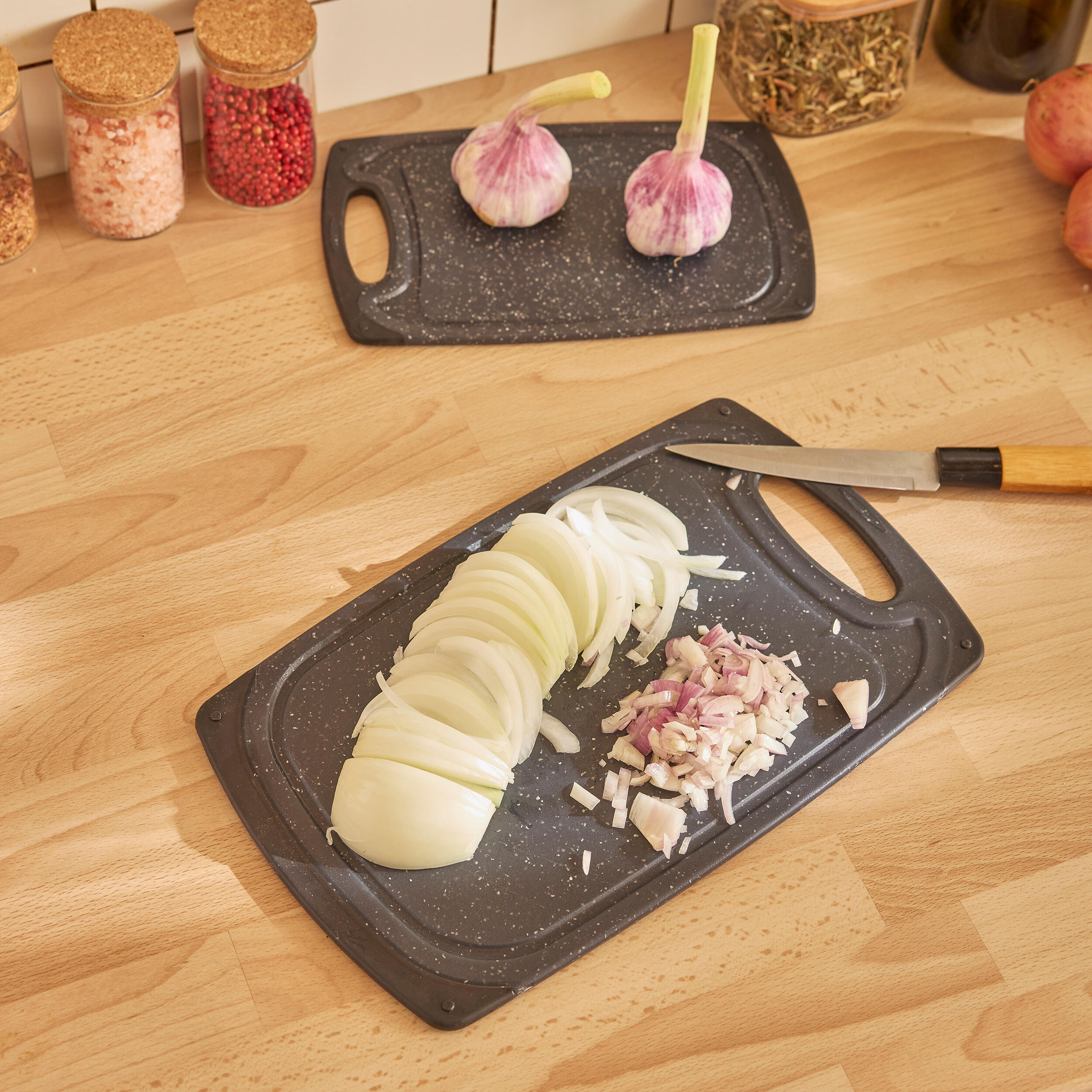 Set de 2 planches à découper noir l.35 + l.25, Ep.0.8 cm - 2