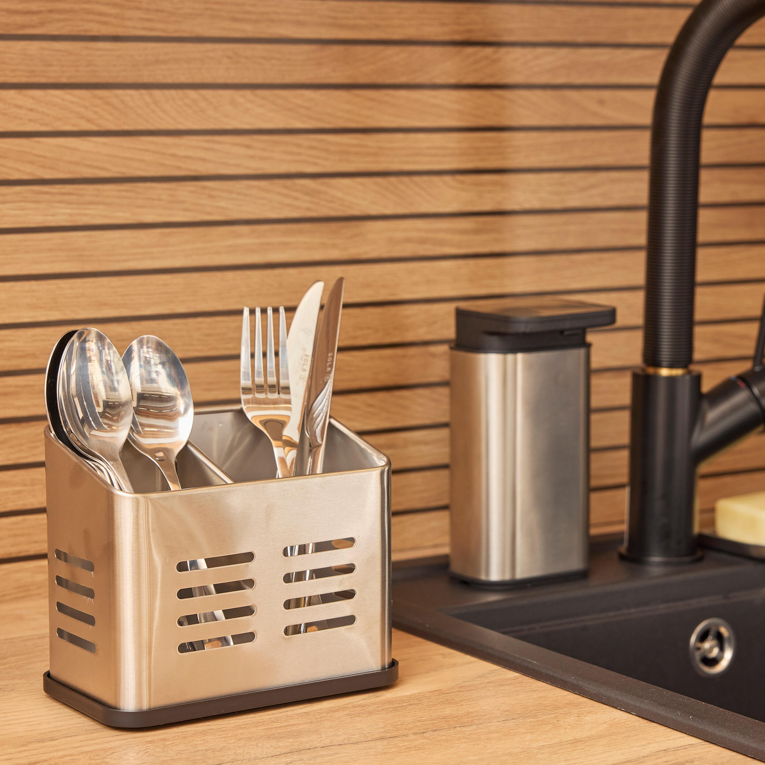 Cubertero escurridor con bandeja de acero DELINIA inox - 5