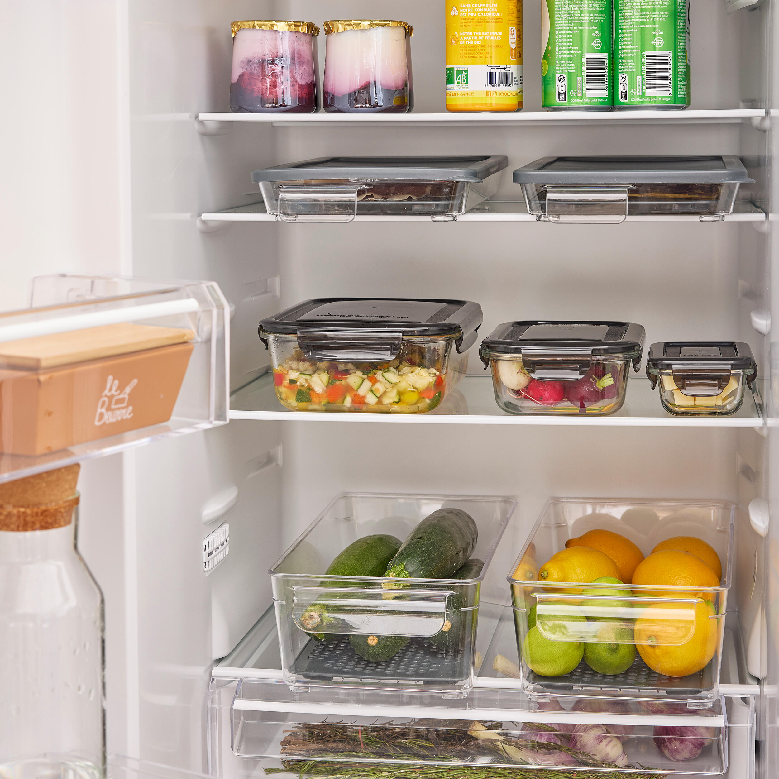 Set de 3 boîtes hermétiques en verre DELINIA, couvercles noir - 4