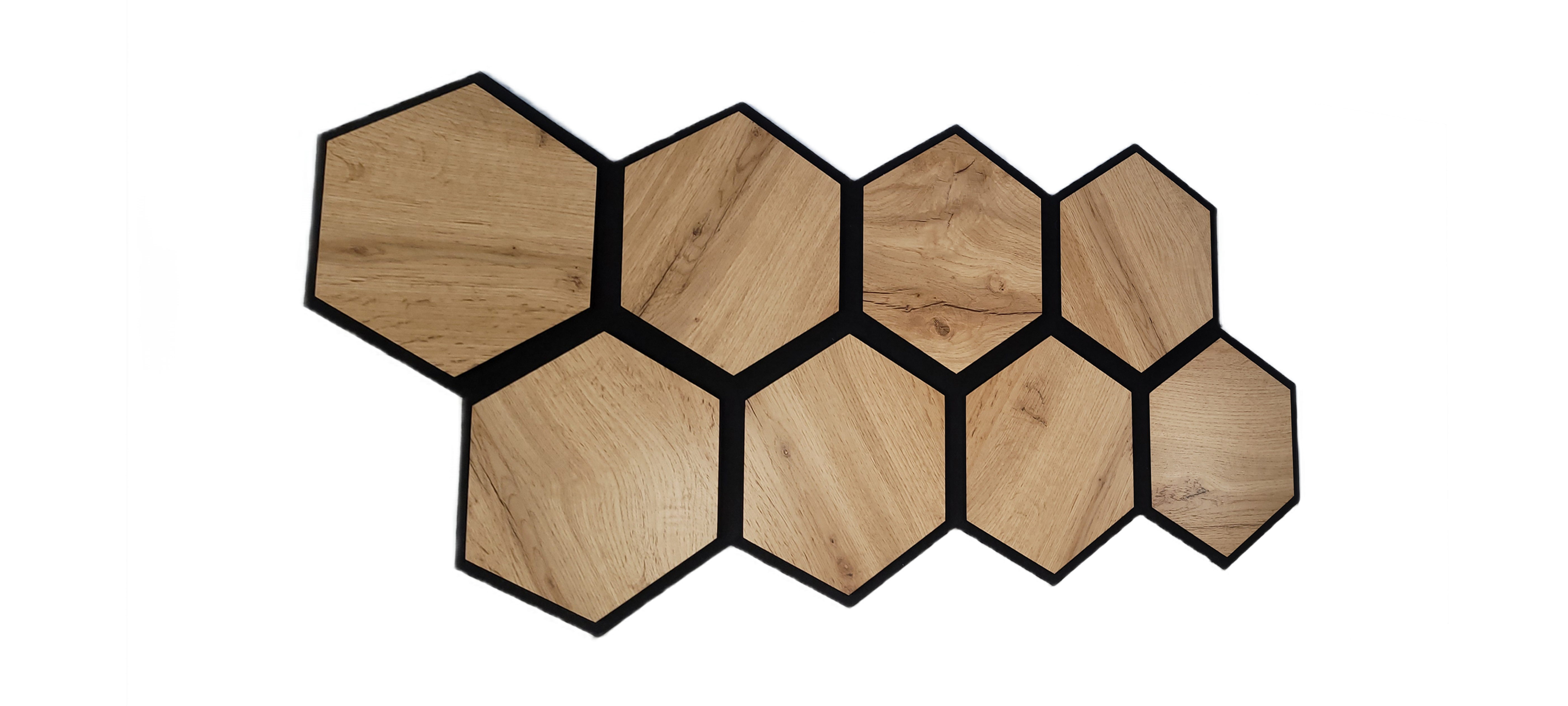 Panele ścienne 3D Heksagon na czarnym filcu 92x42 cm Dąb