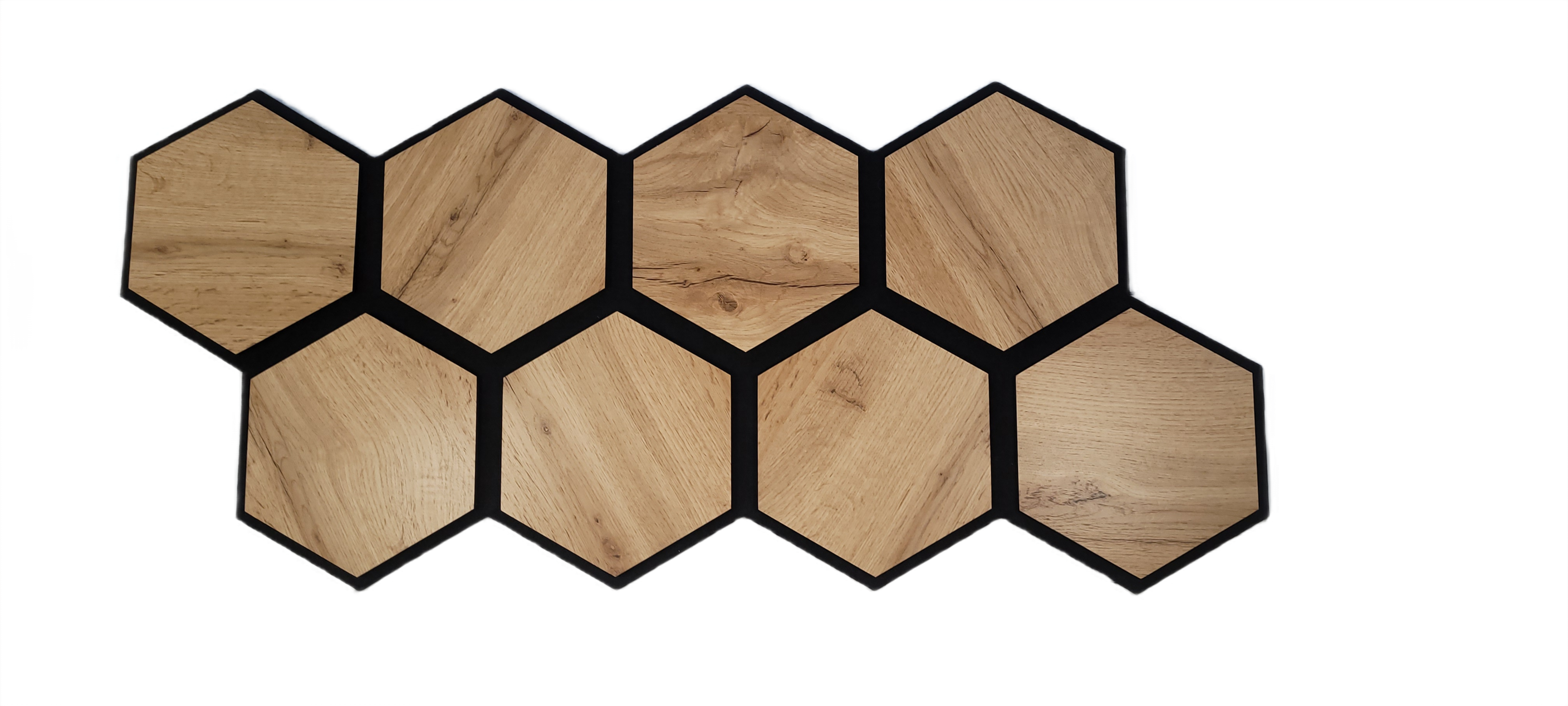Panele ścienne 3D Heksagon na czarnym filcu 92x42 cm Dąb - 4